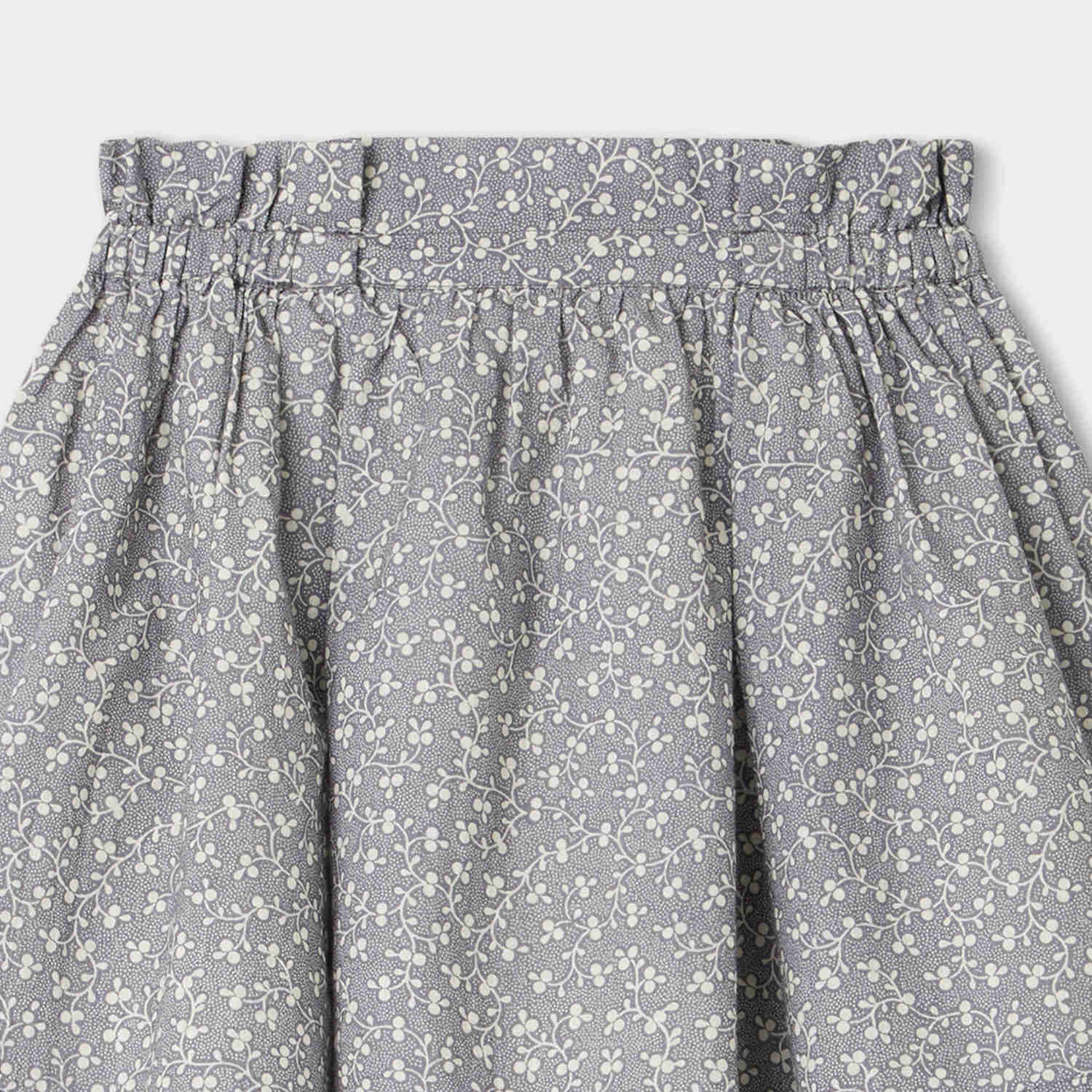 Girls Blue Floral Cotton Skirt