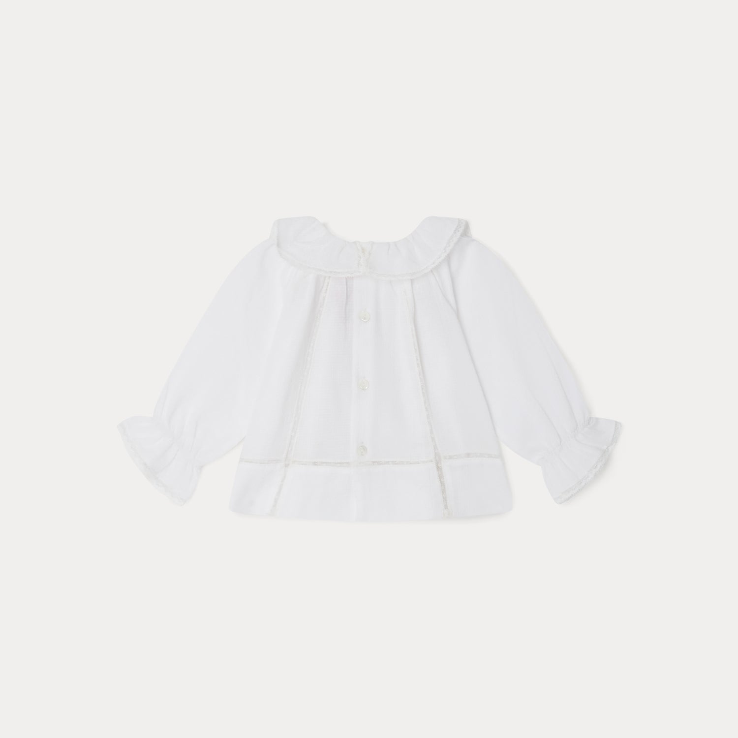 Baby Girls White Ruffled Cotton Shirt