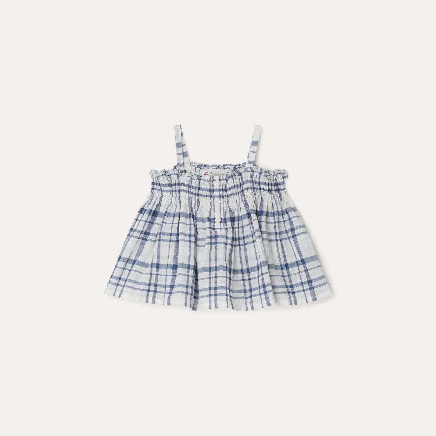 Baby Girls Blue Check Strap Top