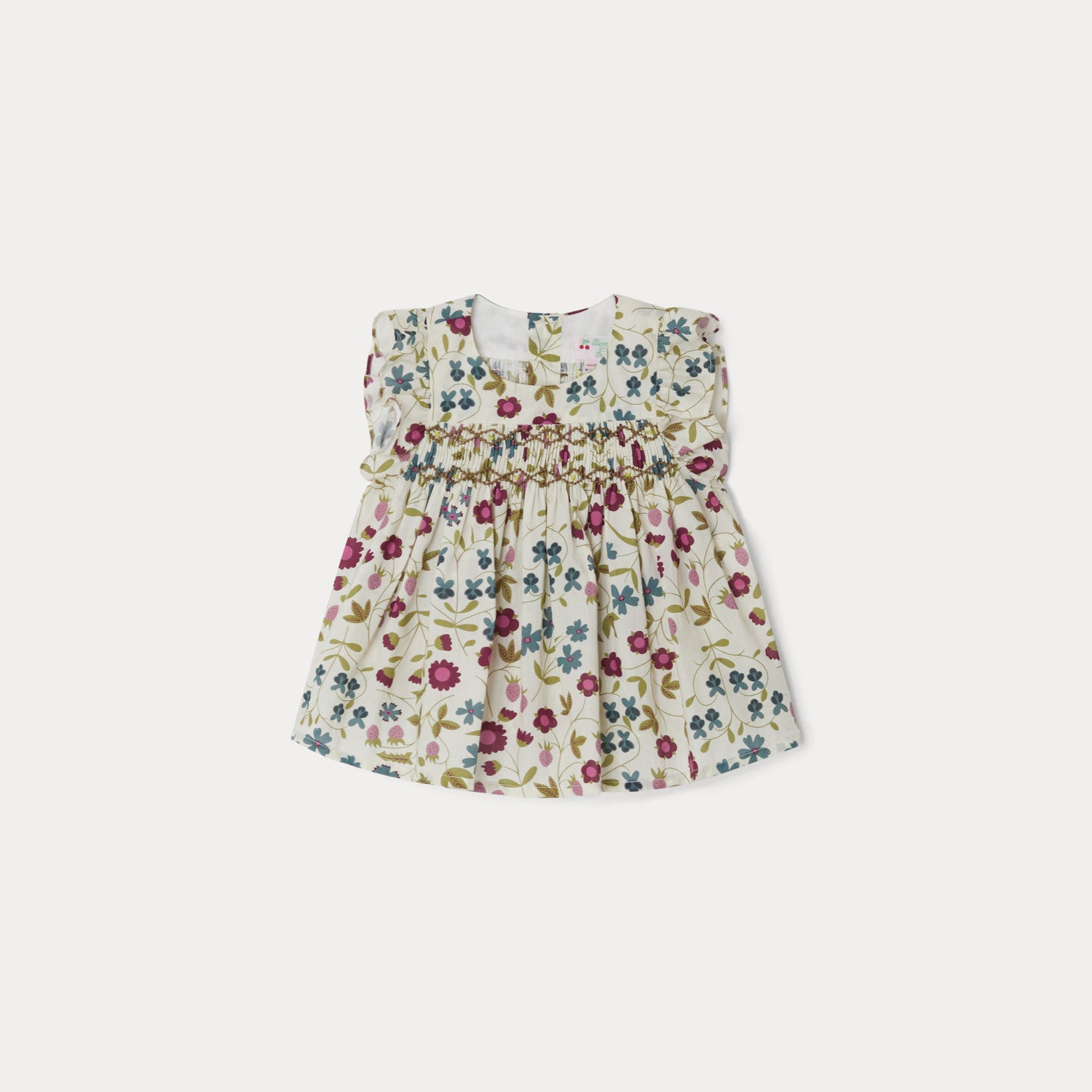 Baby Girls White Floral Cotton Top