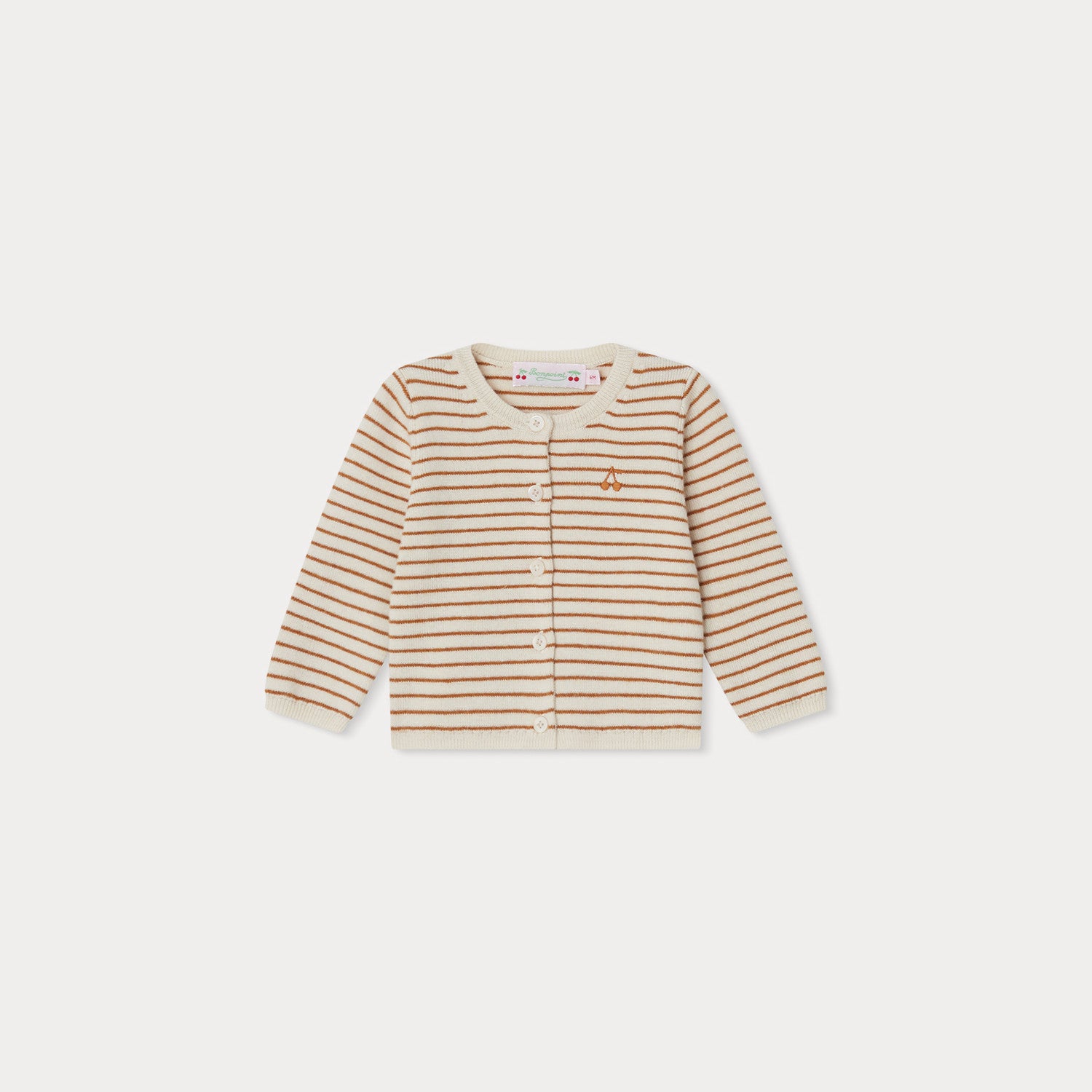 Baby Girls Camel Stripes Wool Cardigan
