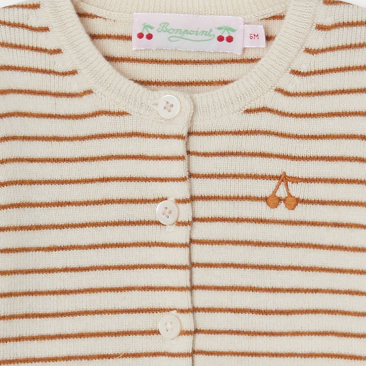 Baby Girls Camel Stripes Wool Cardigan