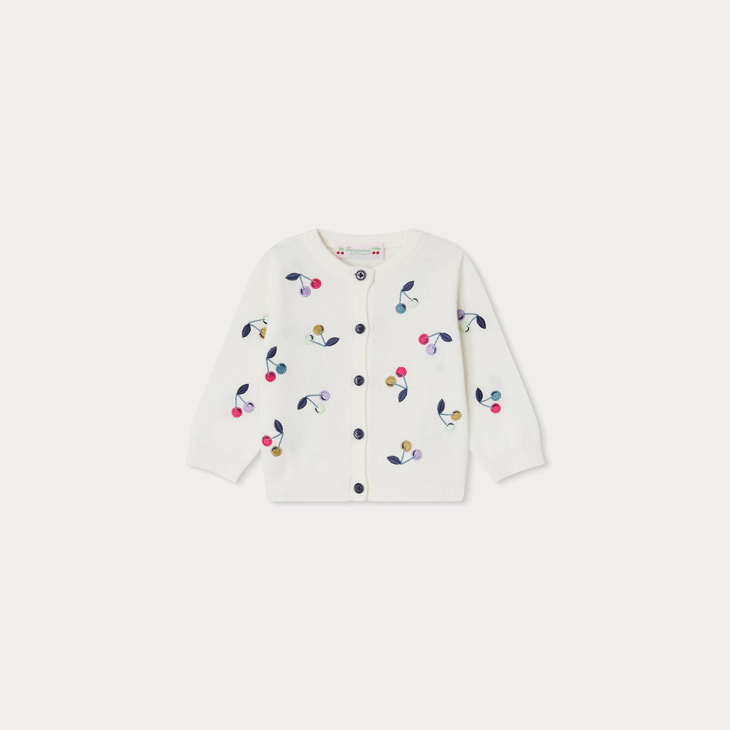 Baby Girls White Embroidered Logo Cotton Cardigan