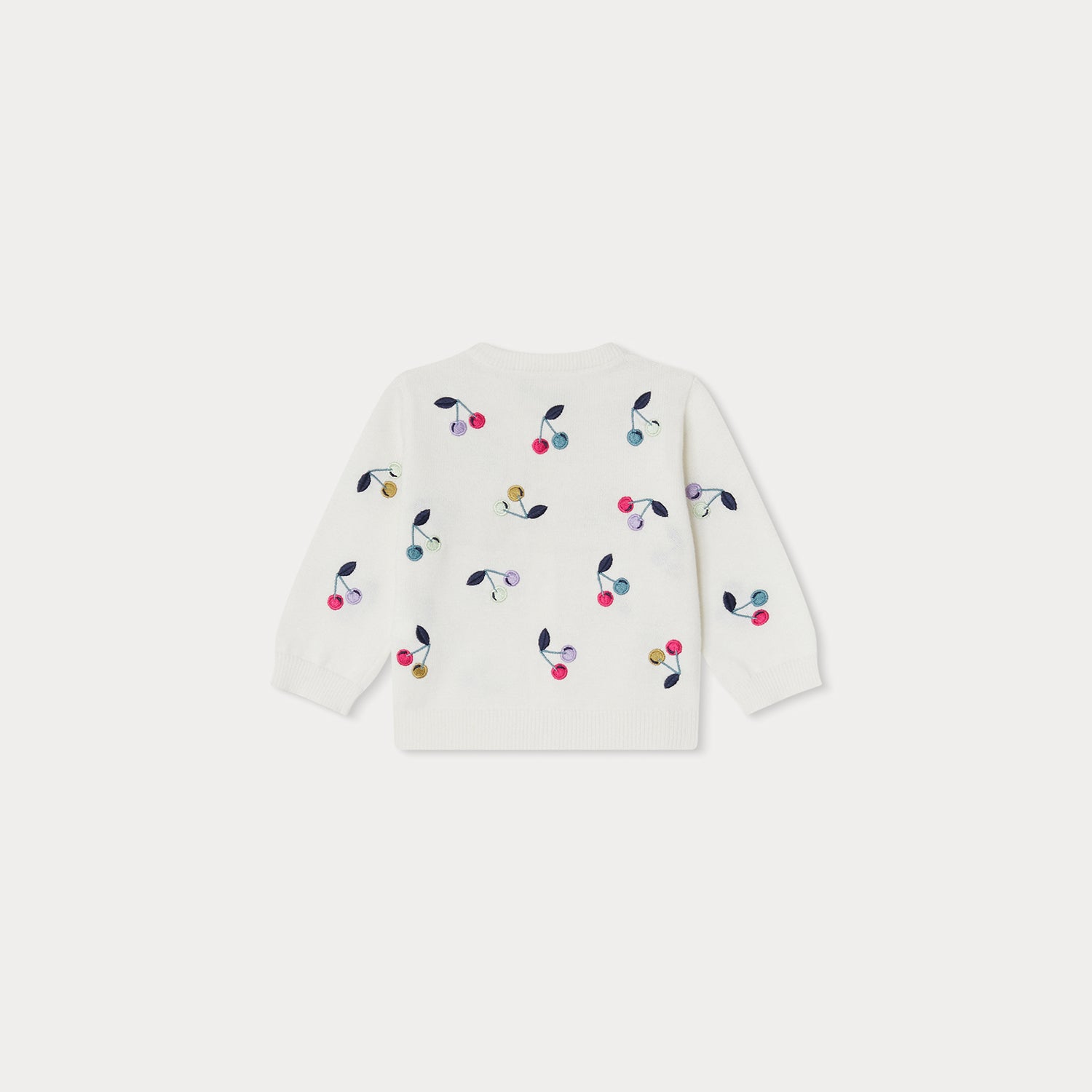 Baby Girls White Embroidered Logo Cotton Cardigan