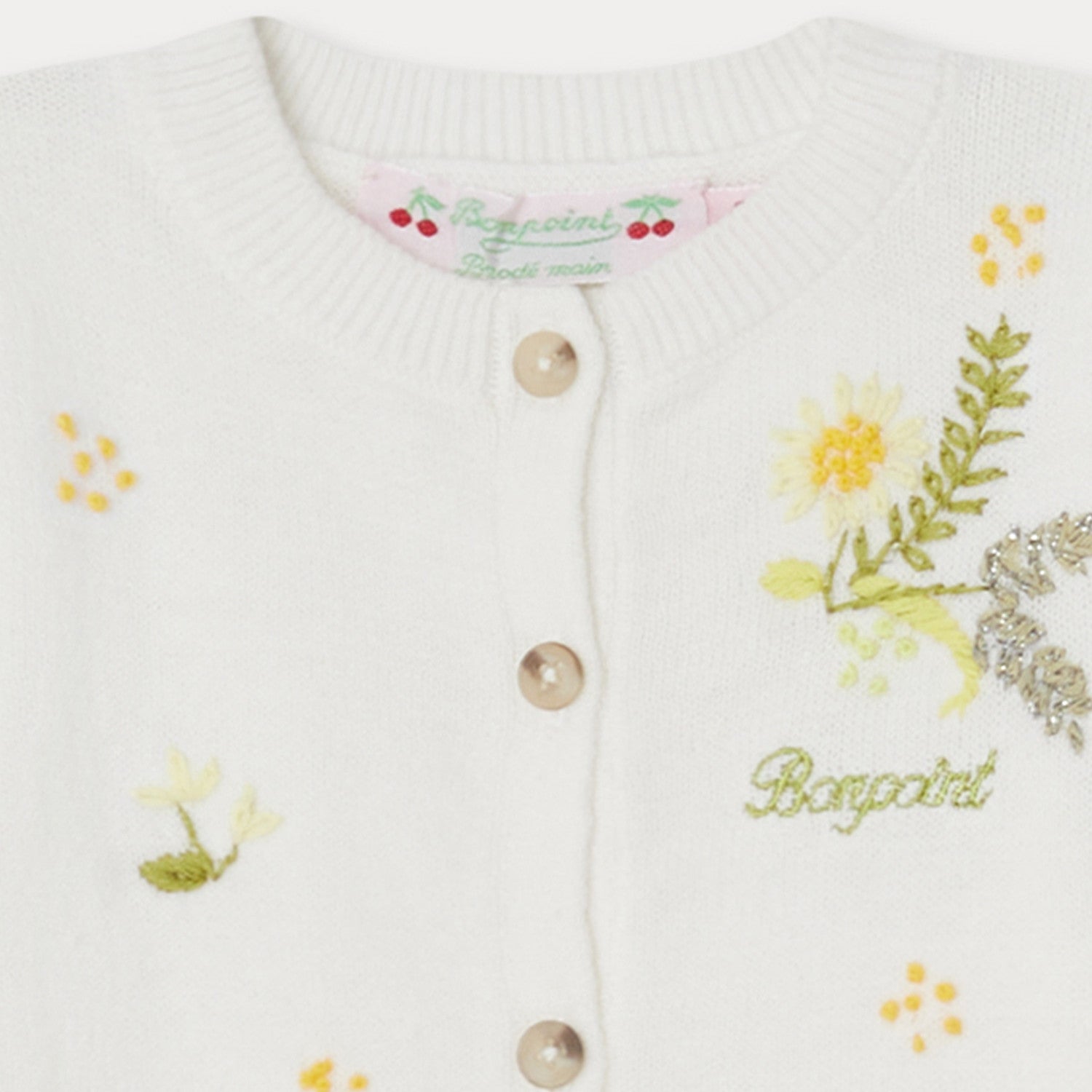 Baby Girls White Embroidered Cotton Cardigan