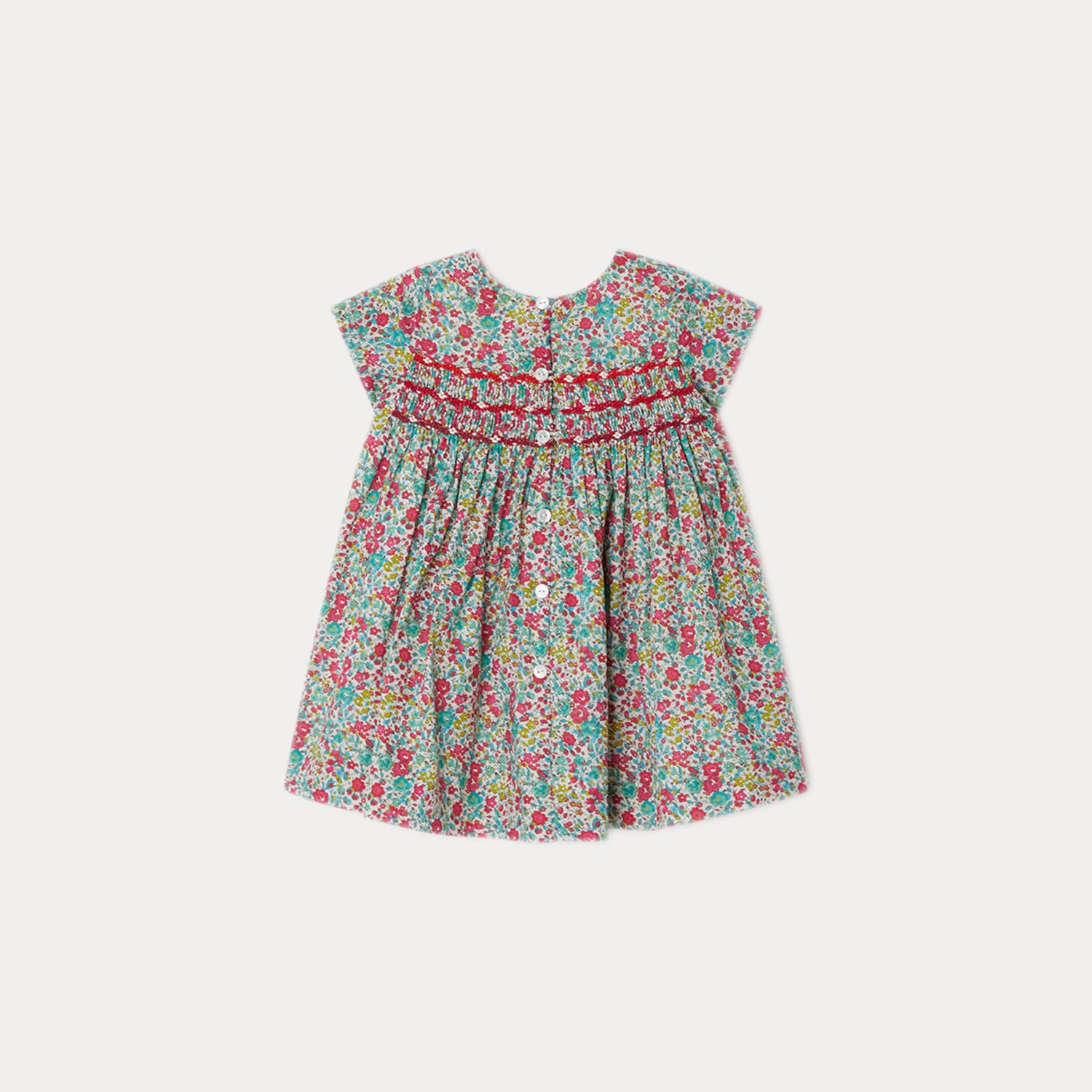 Baby Girls Red Floral Cotton Dress