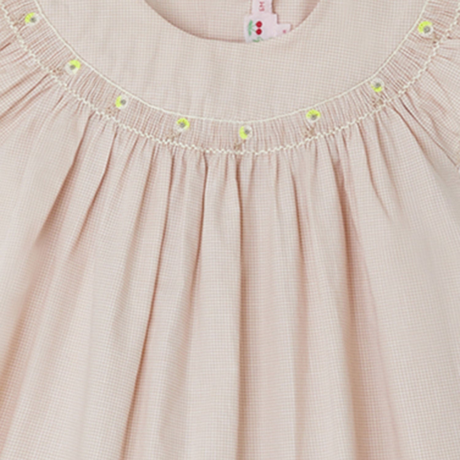 Baby Girls Beige Check Cotton Dress