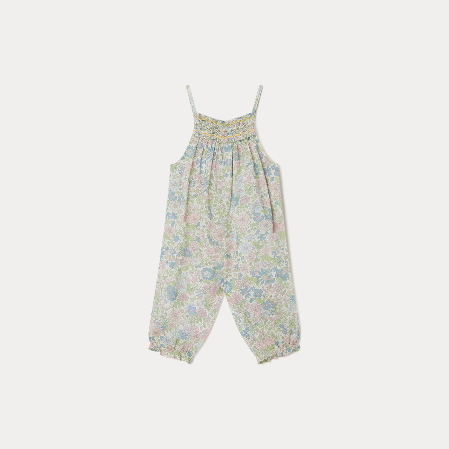 Baby Girls Mint Flower Cotton Jumpsuit