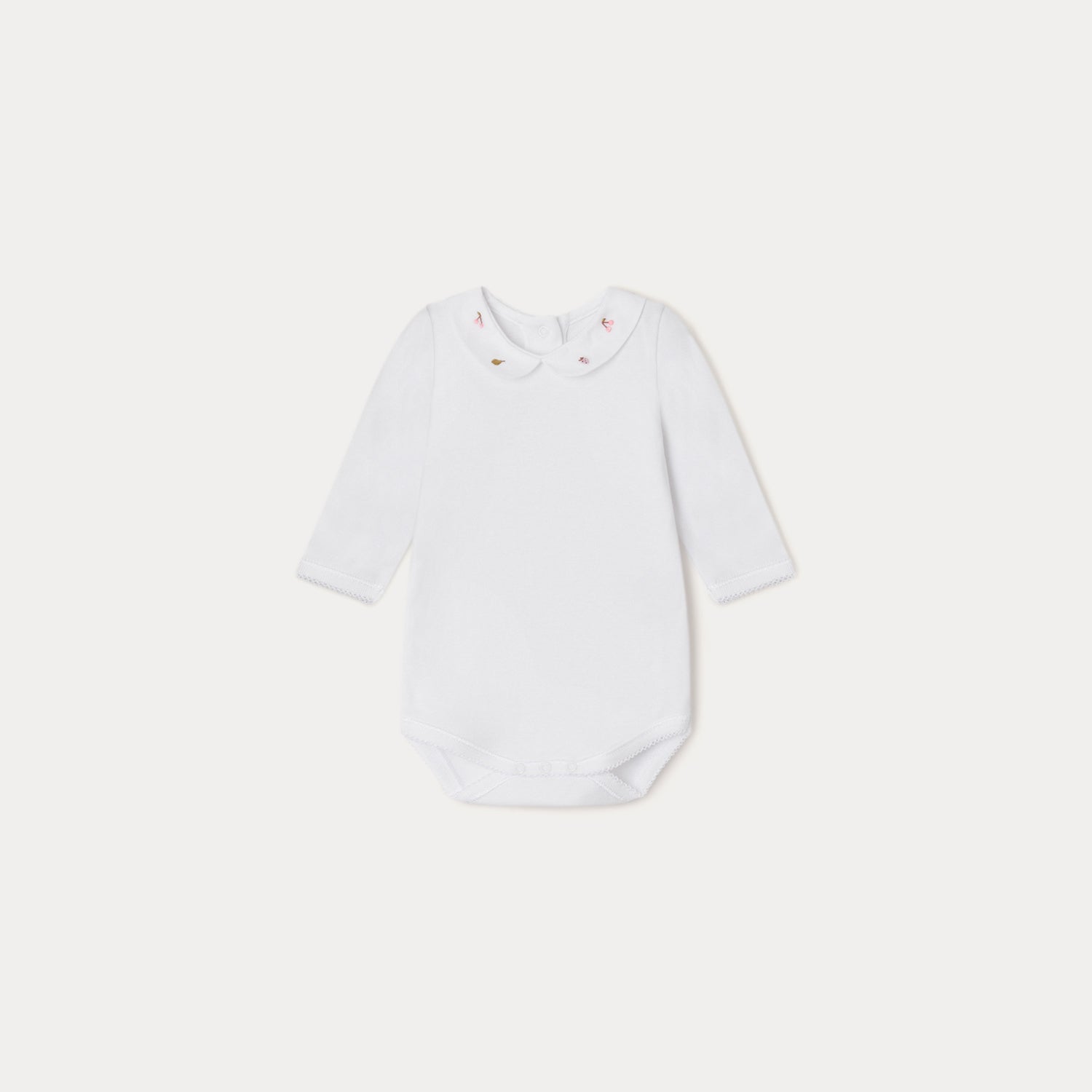 Baby Girls White Cotton Babysuit