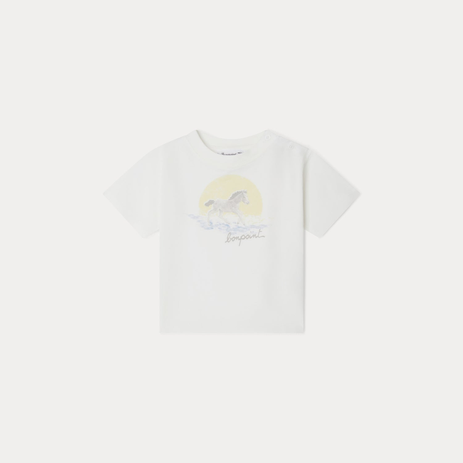 Baby Boys White Printed Cotton T-Shirt