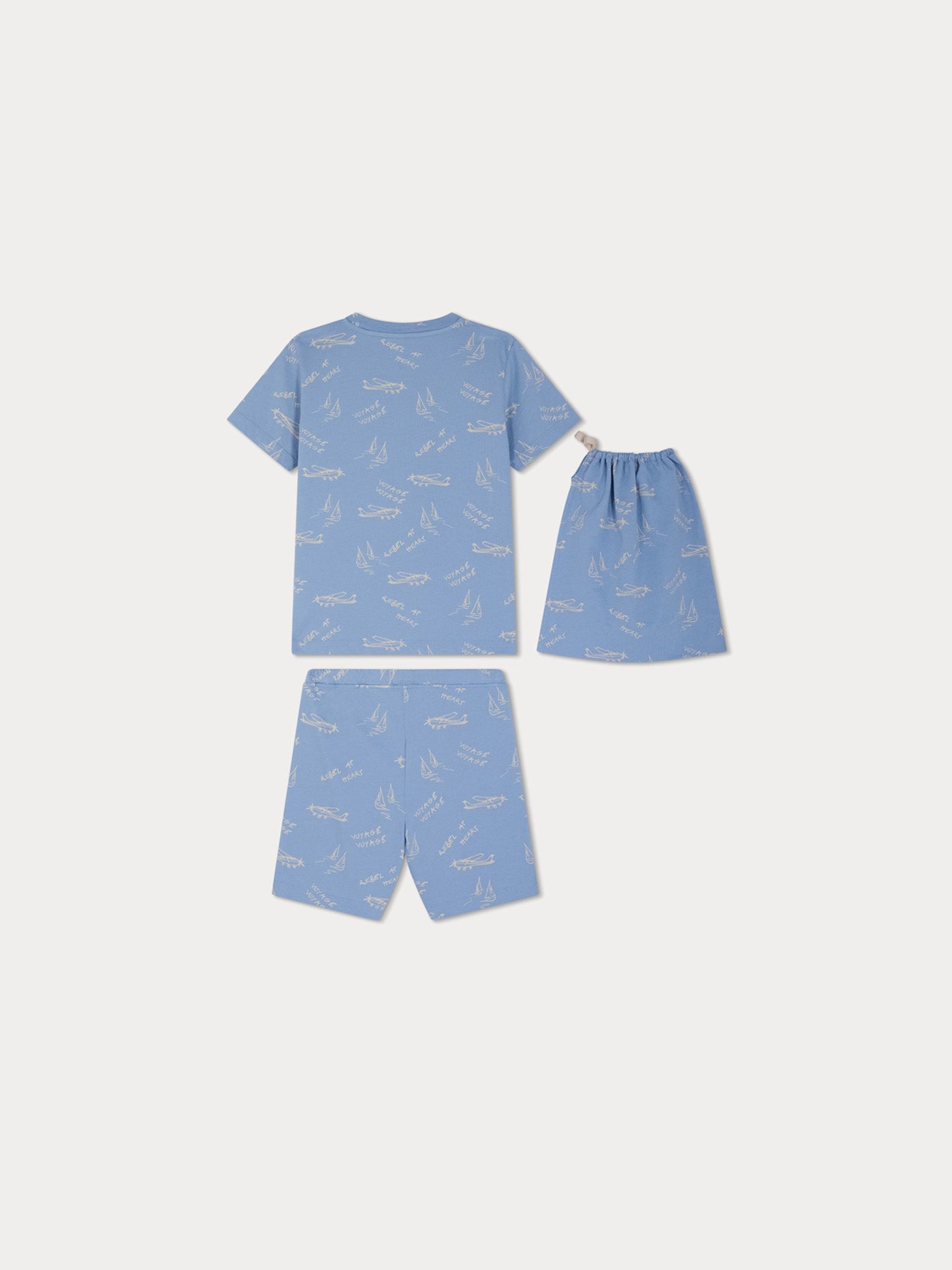 Boys Blue Printed Cotton Nightwear Set