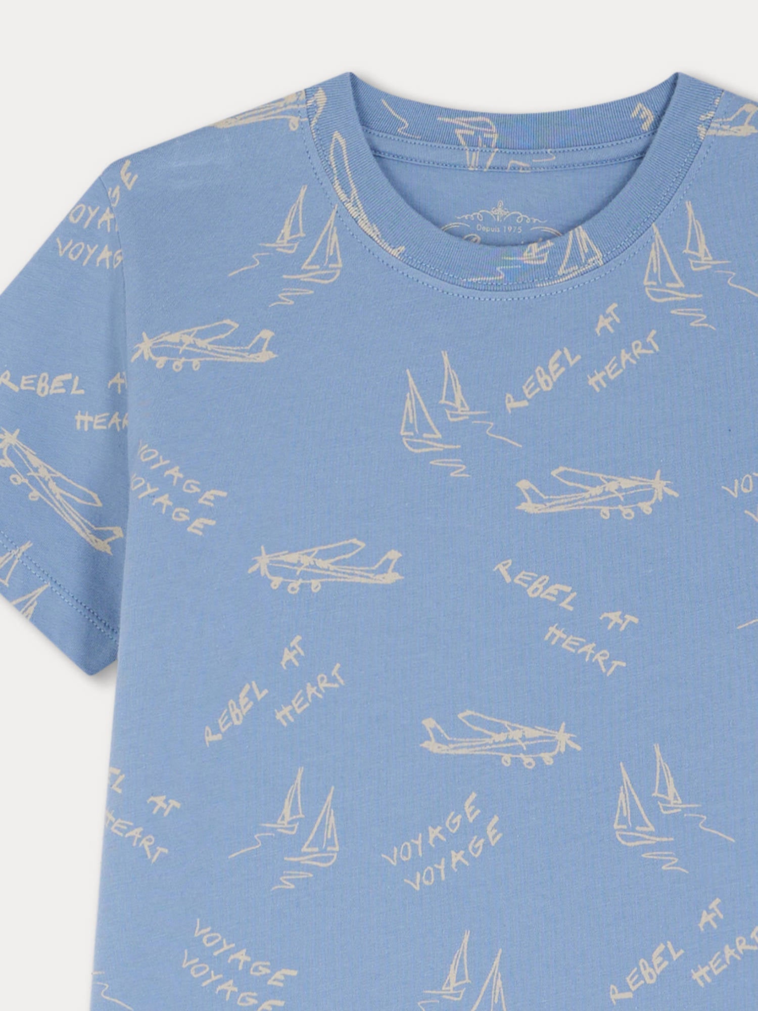 Boys Blue Printed Cotton Nightwear Set
