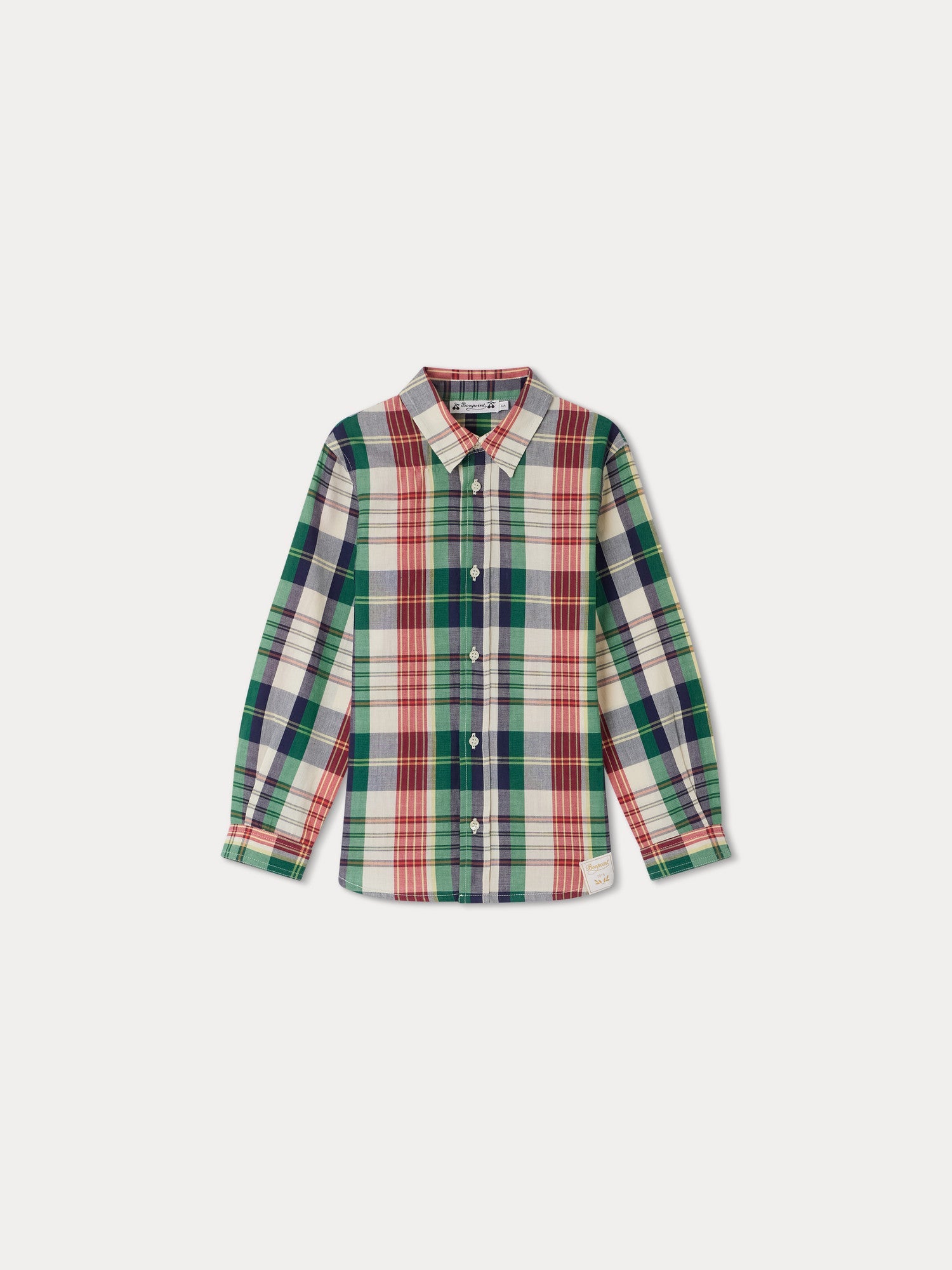 Boys Green Check Cotton Shirt