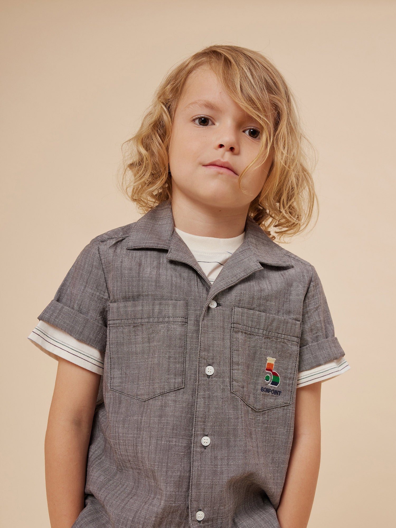 Boys Grey Cotton Shirt