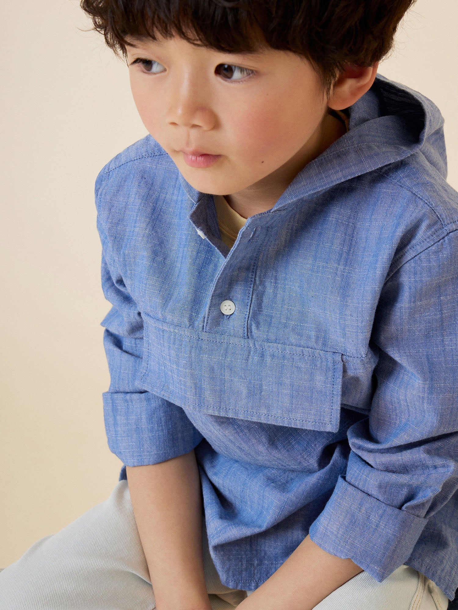 Boys Blue Hooded Shirt