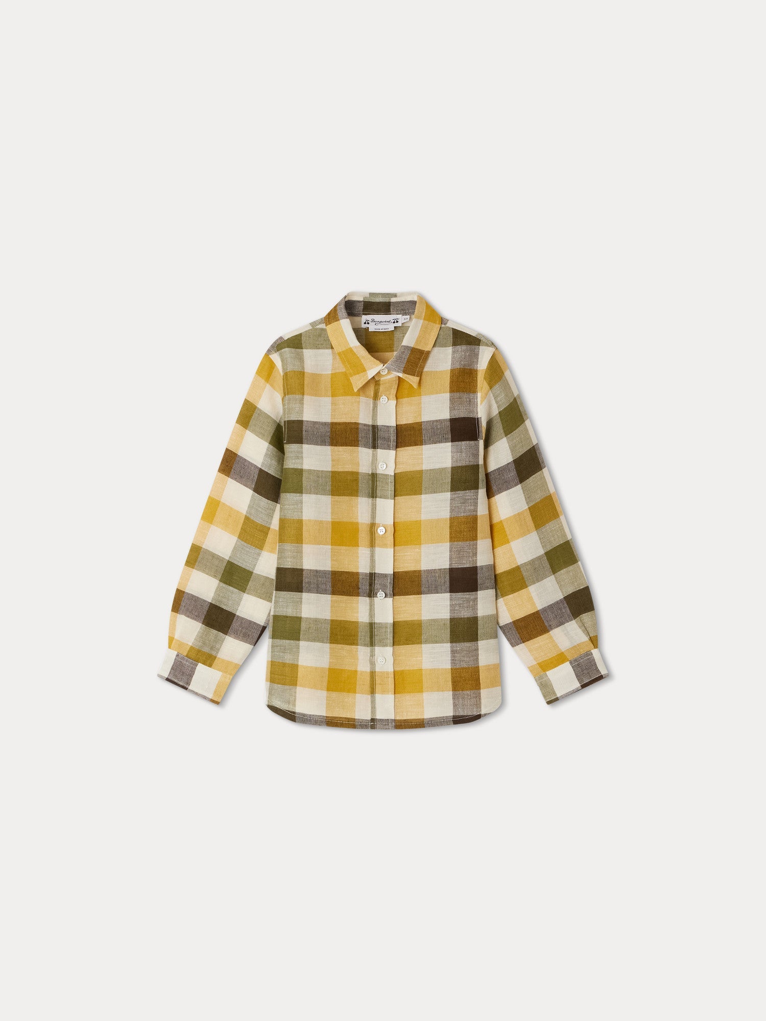 Boys Green Check Cotton Shirt