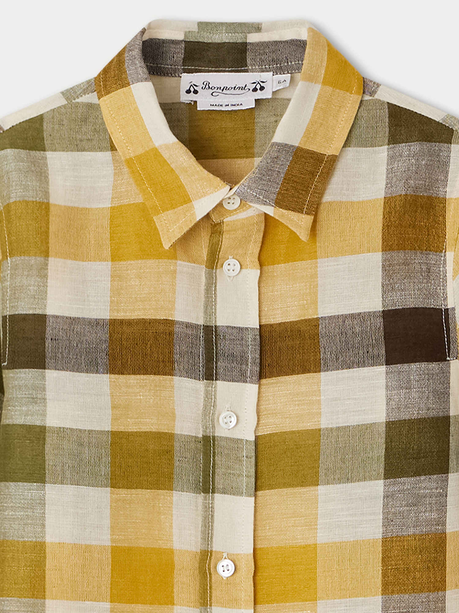 Boys Green Check Cotton Shirt