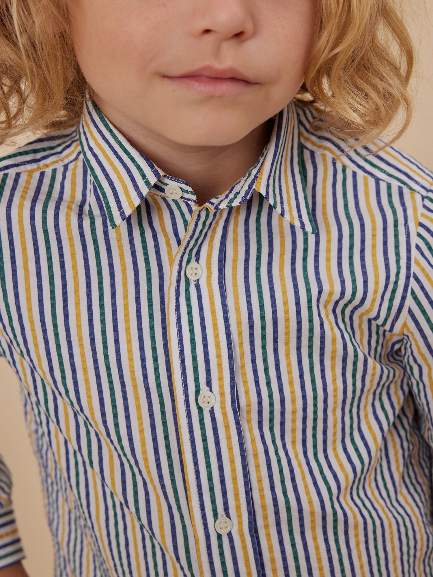 Boys Blue Stripes Cotton Shirt