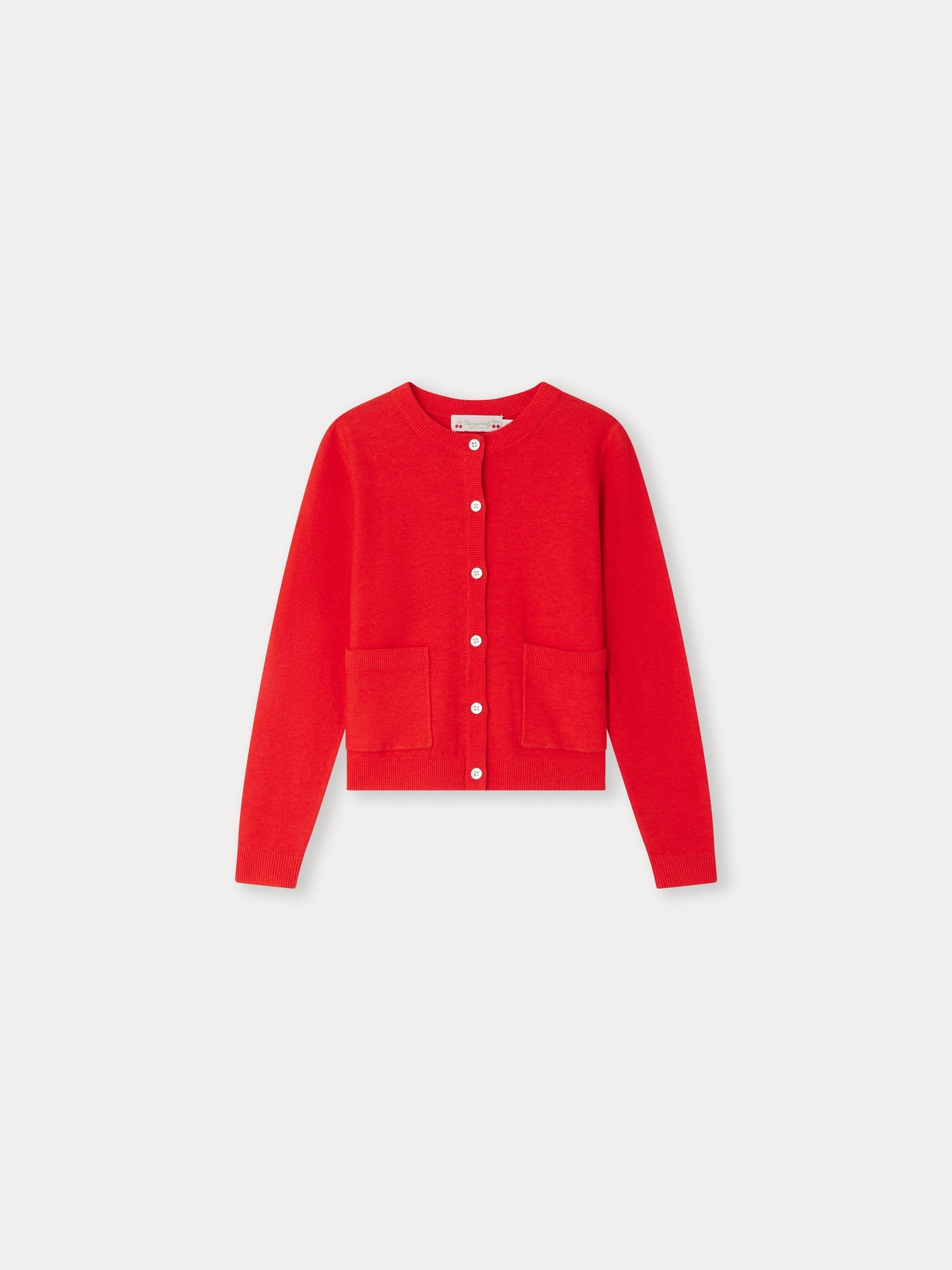 Girls Red Cotton Cardigan