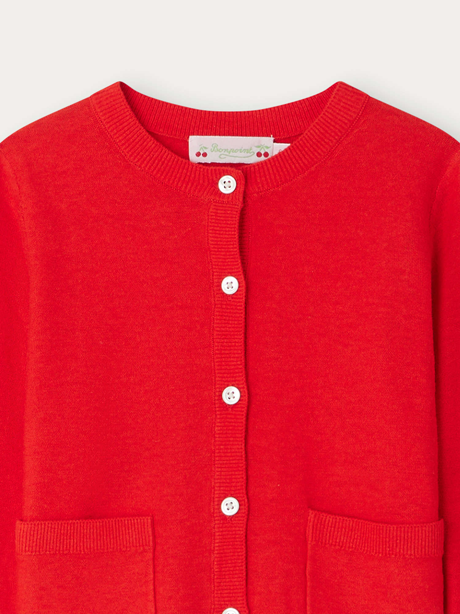 Girls Red Cotton Cardigan