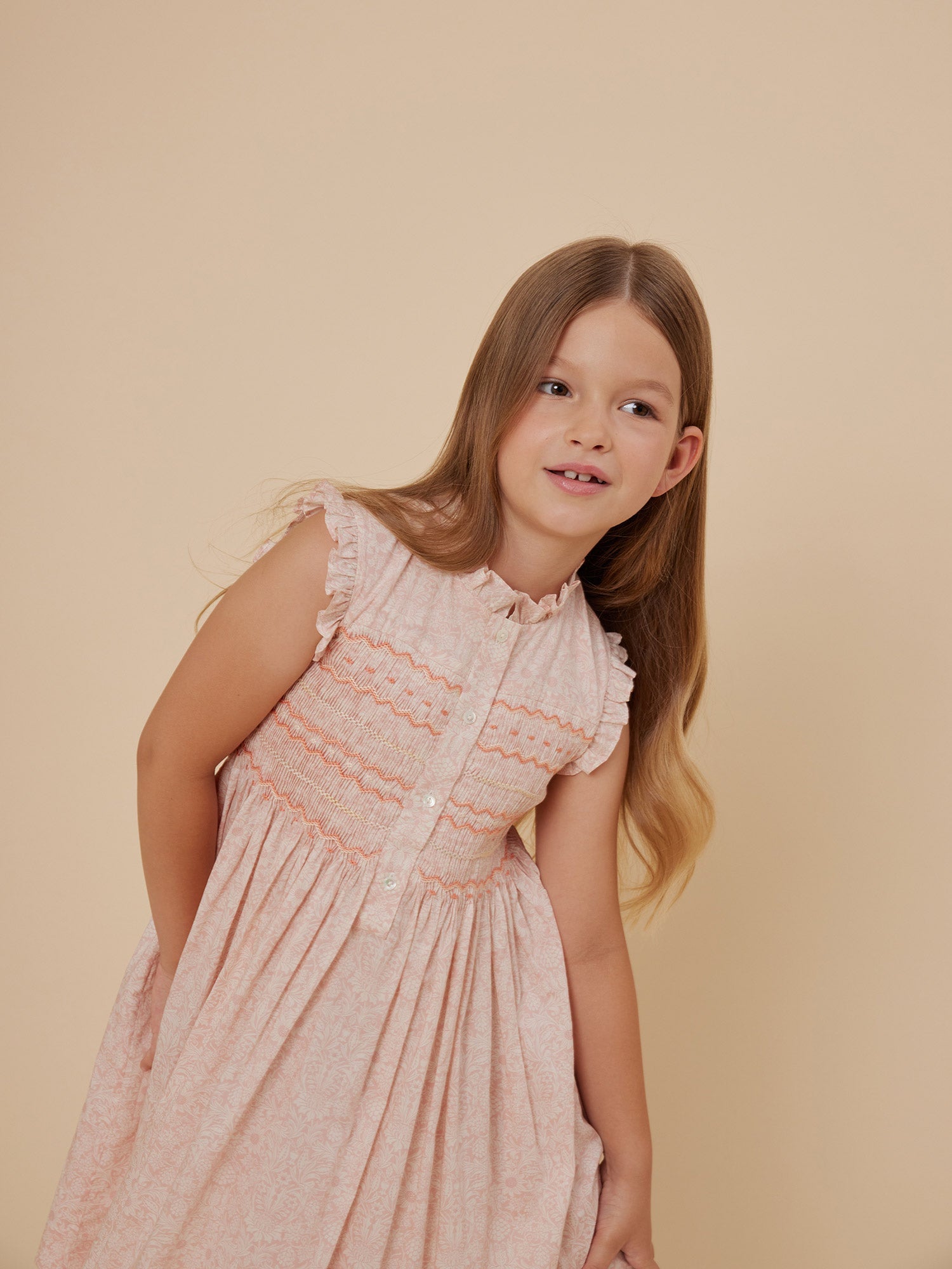 Girls Pink Floral Cotton Dress