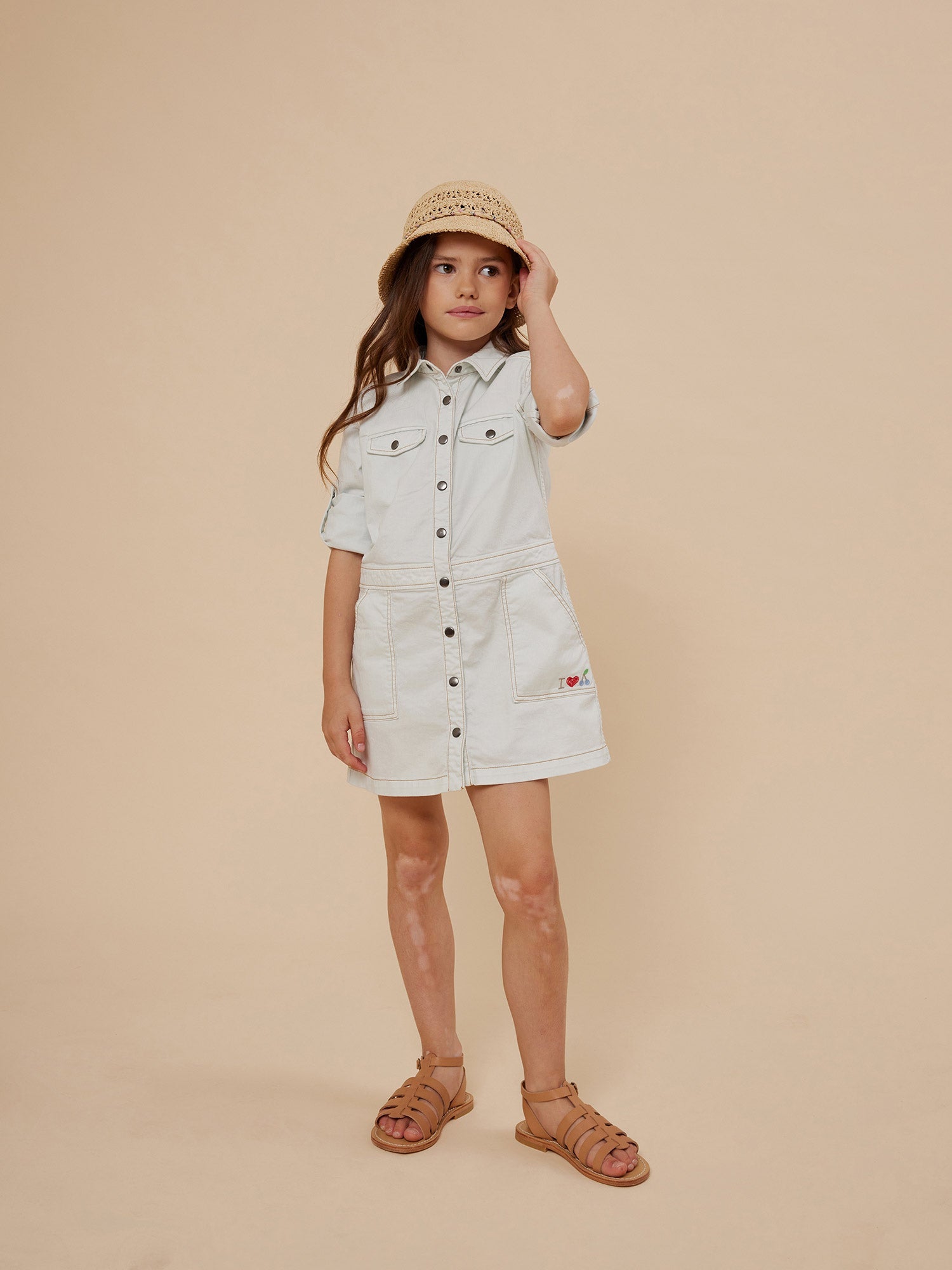Girls Light Blue Cotton Dress