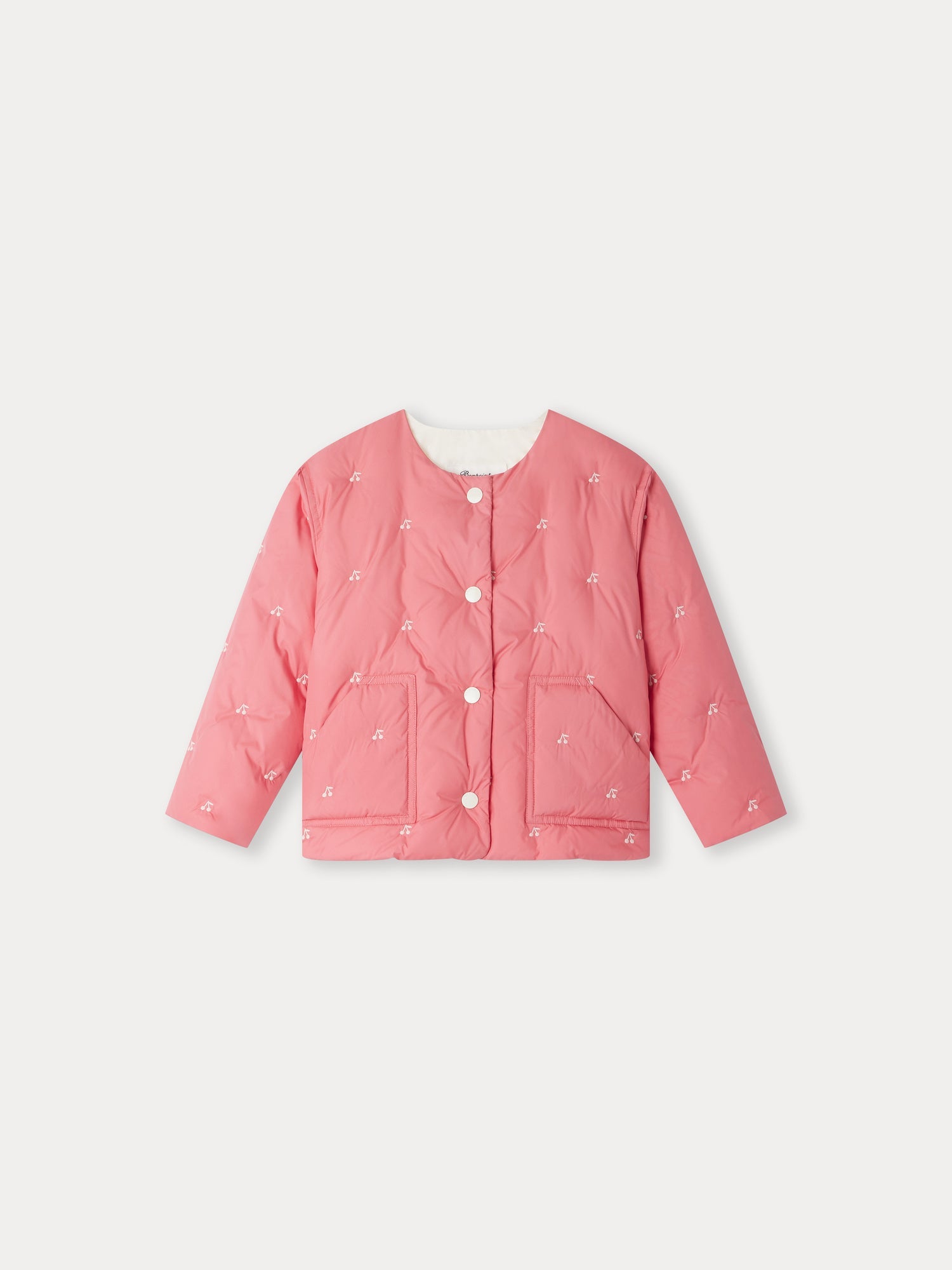Girls Pink Embroidered Padded Jacket