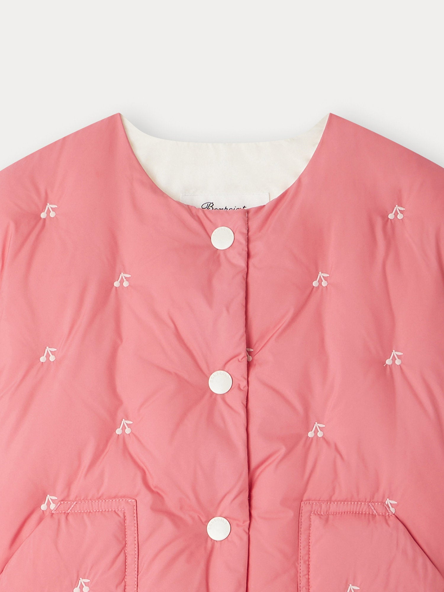 Girls Pink Embroidered Padded Jacket