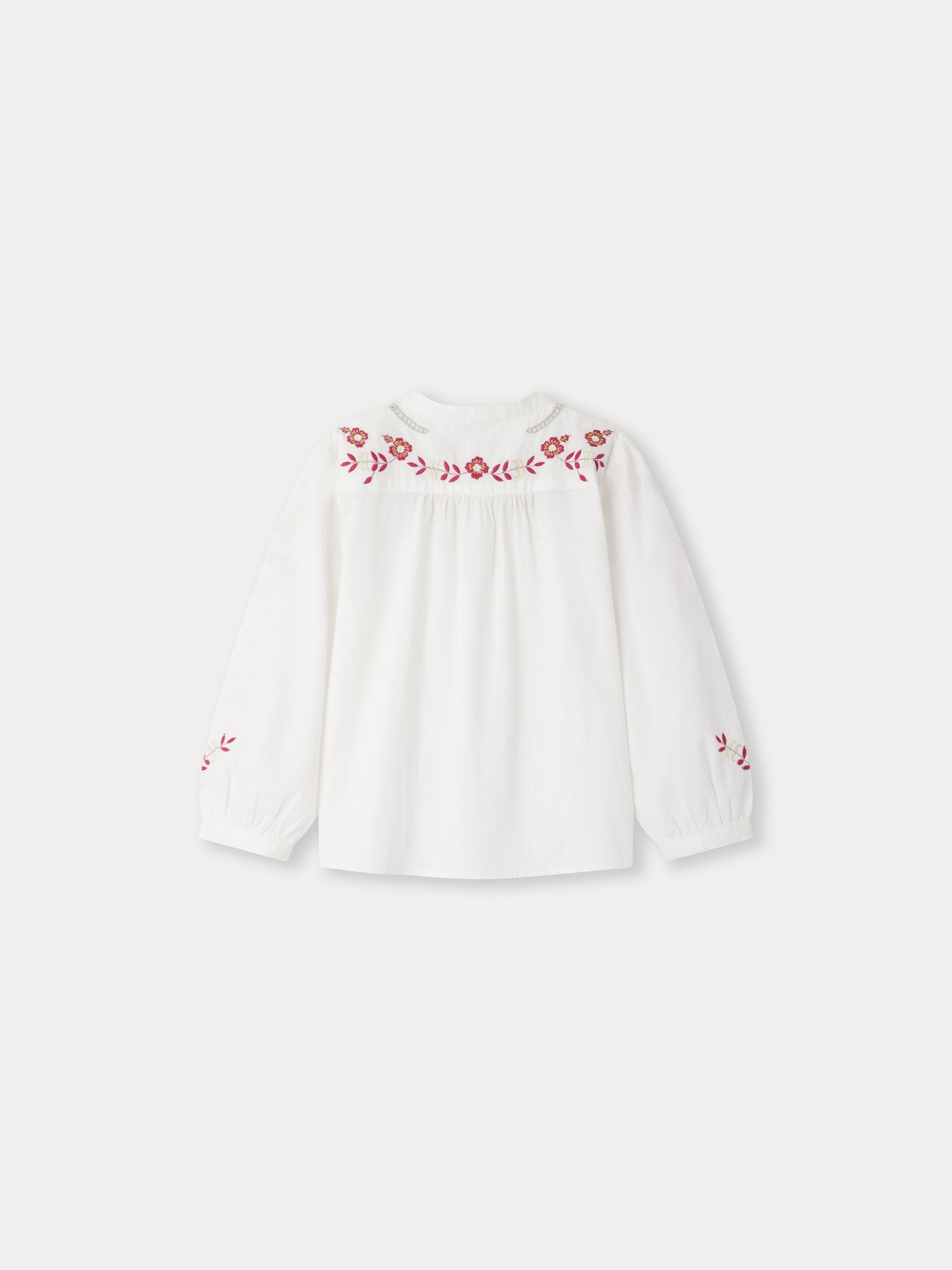 Girls White Embroidered Cotton Shirt