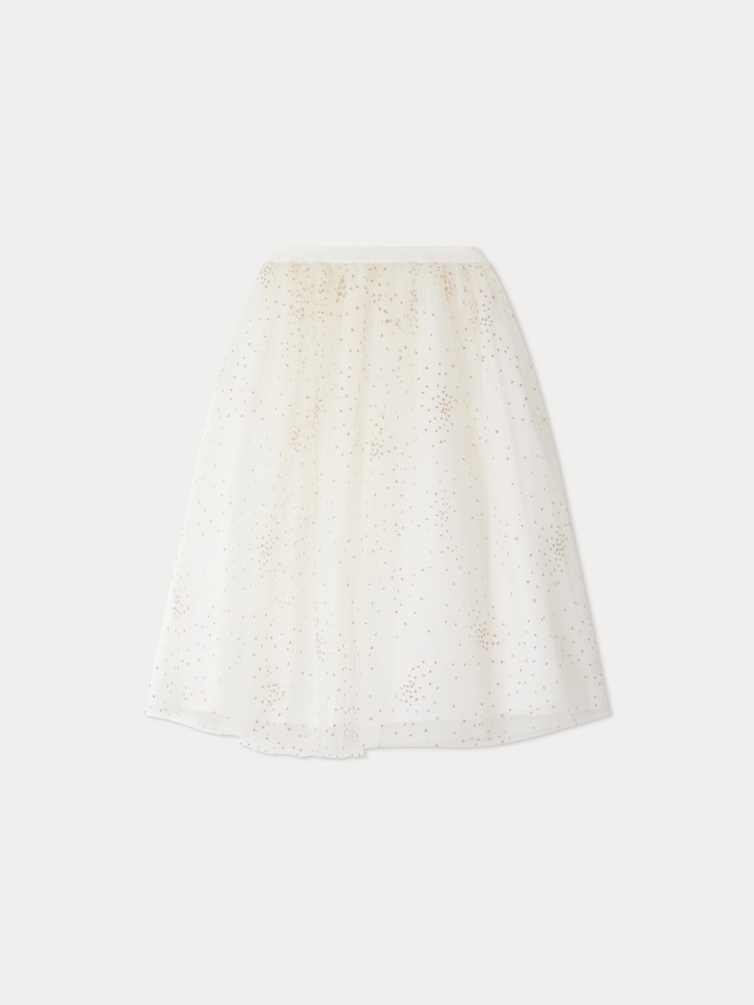 Girls White Glitter Tulle Skirt