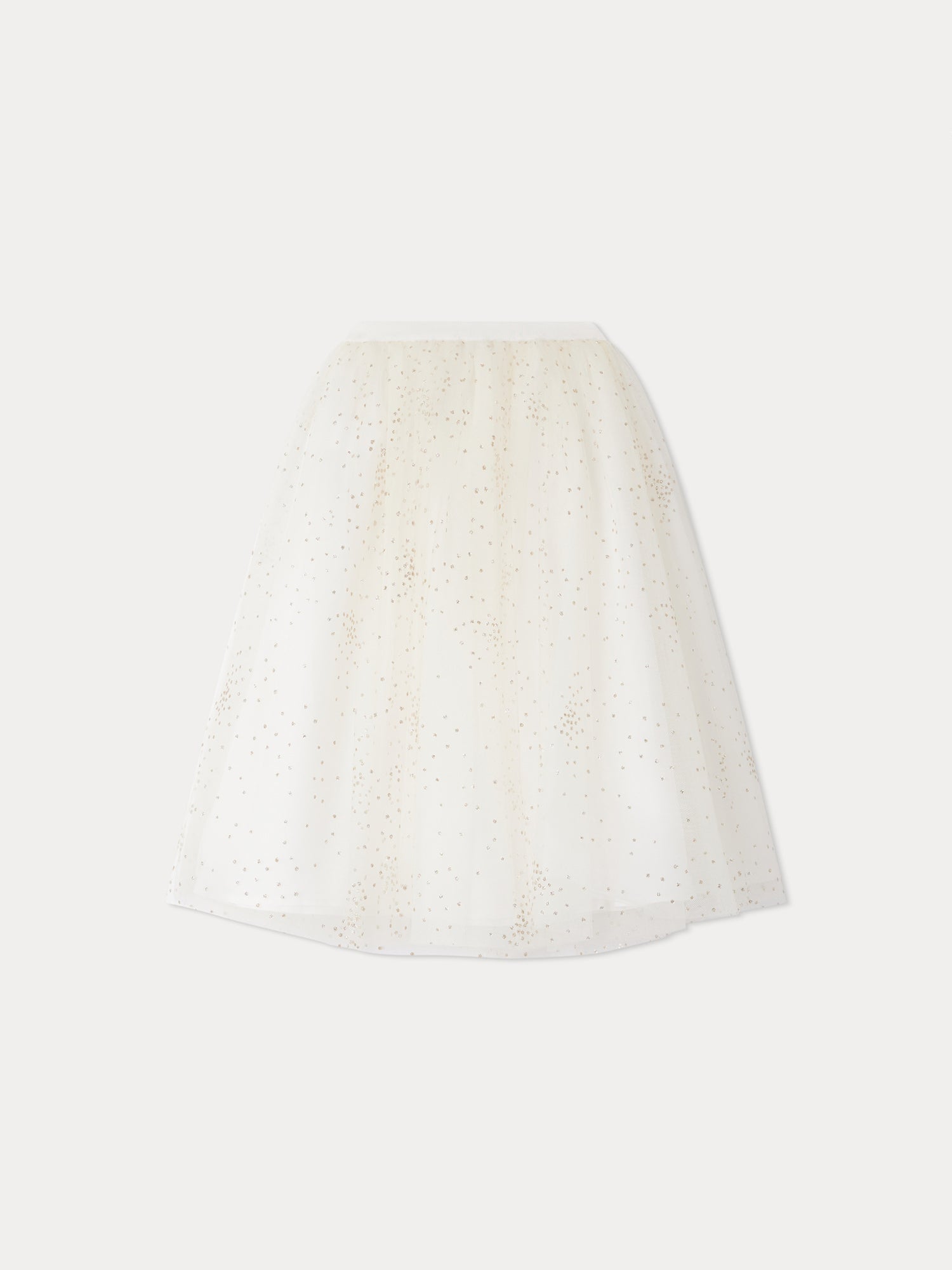 Girls White Glitter Tulle Skirt