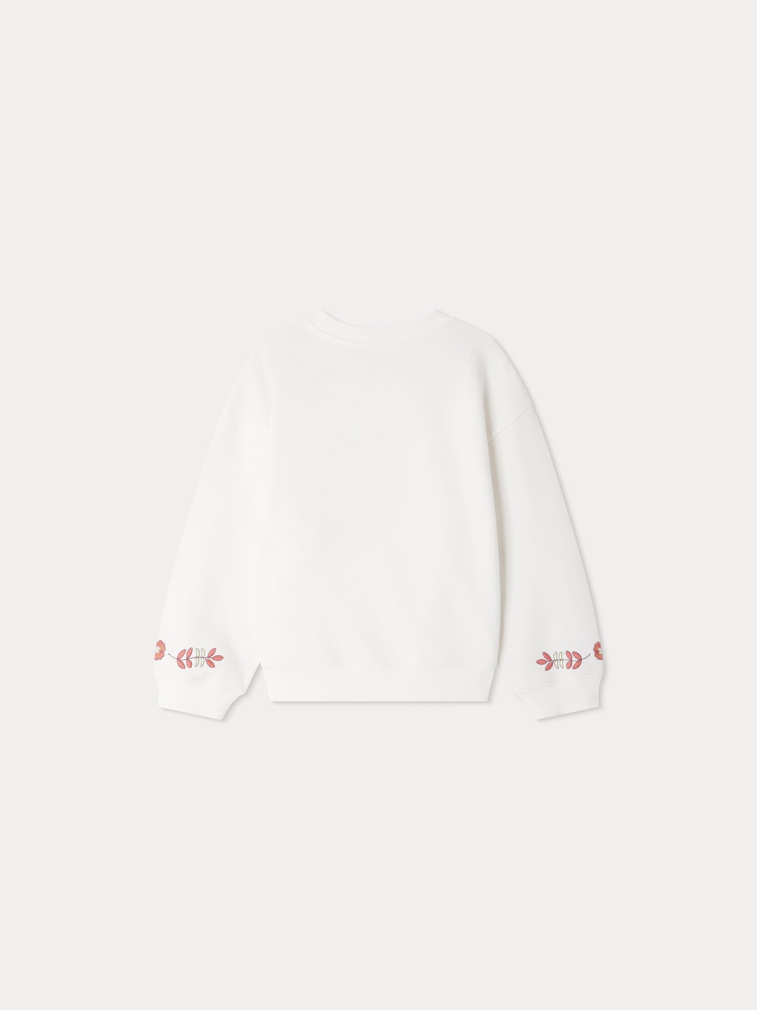 Girls White Embroidered Cotton Sweatshirt