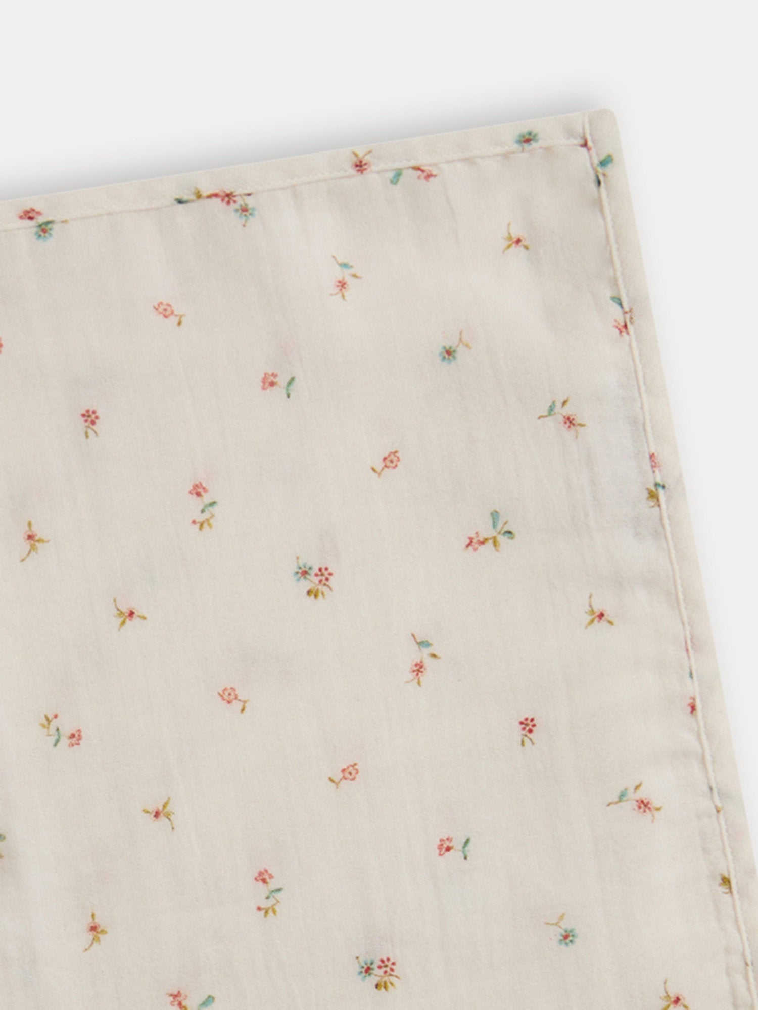 Girls White Floral Cotton Scarf