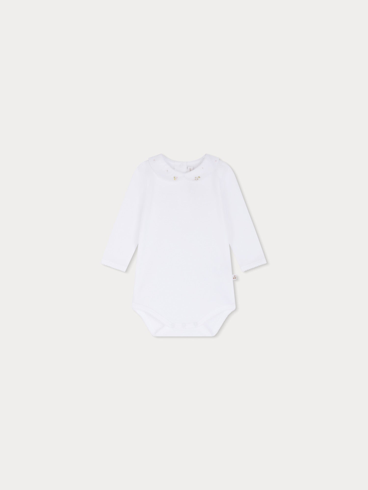 Baby Girls White Cotton Babysuit
