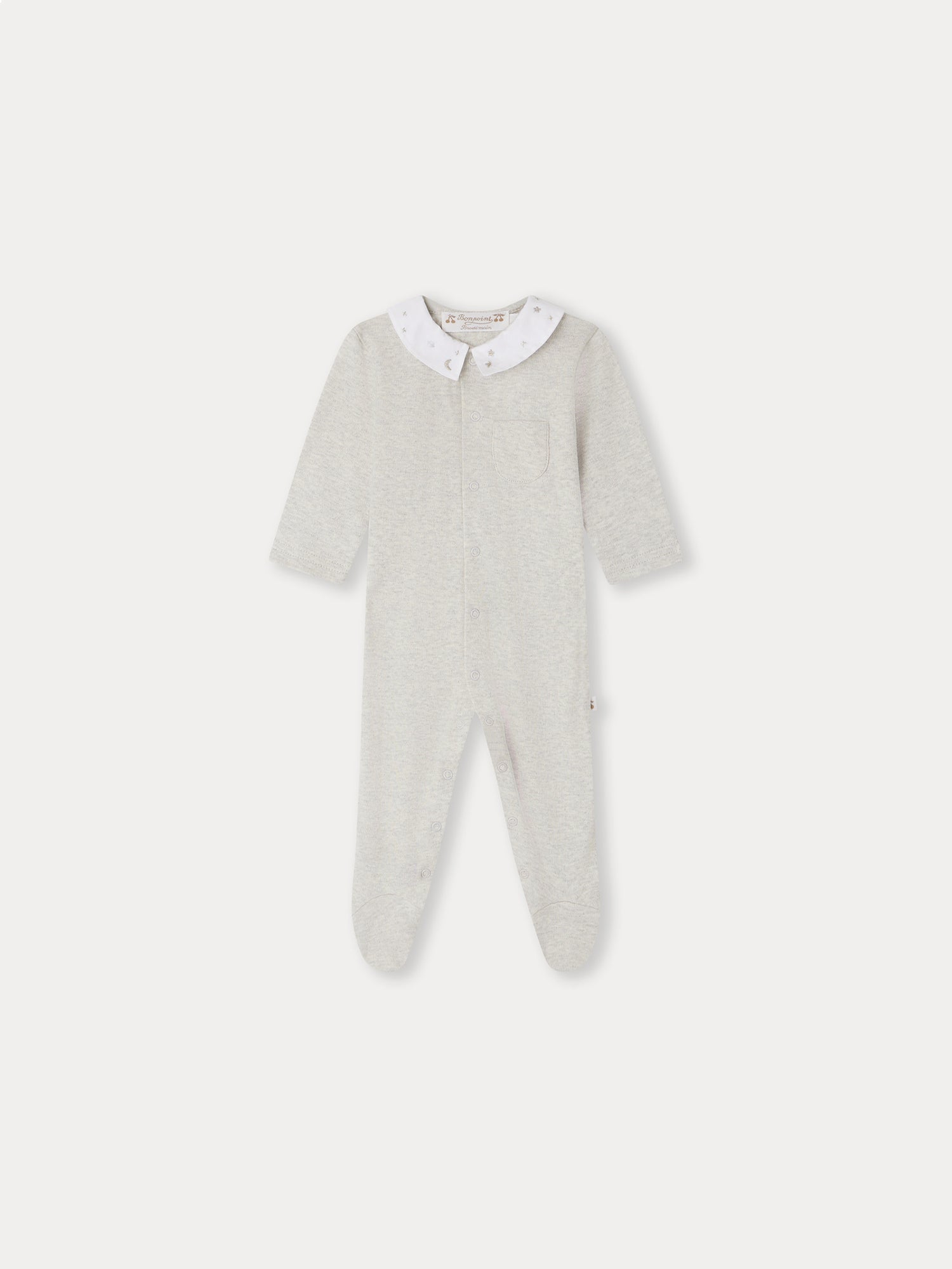 Baby Boys & Girls Grey Cotton Babysuit