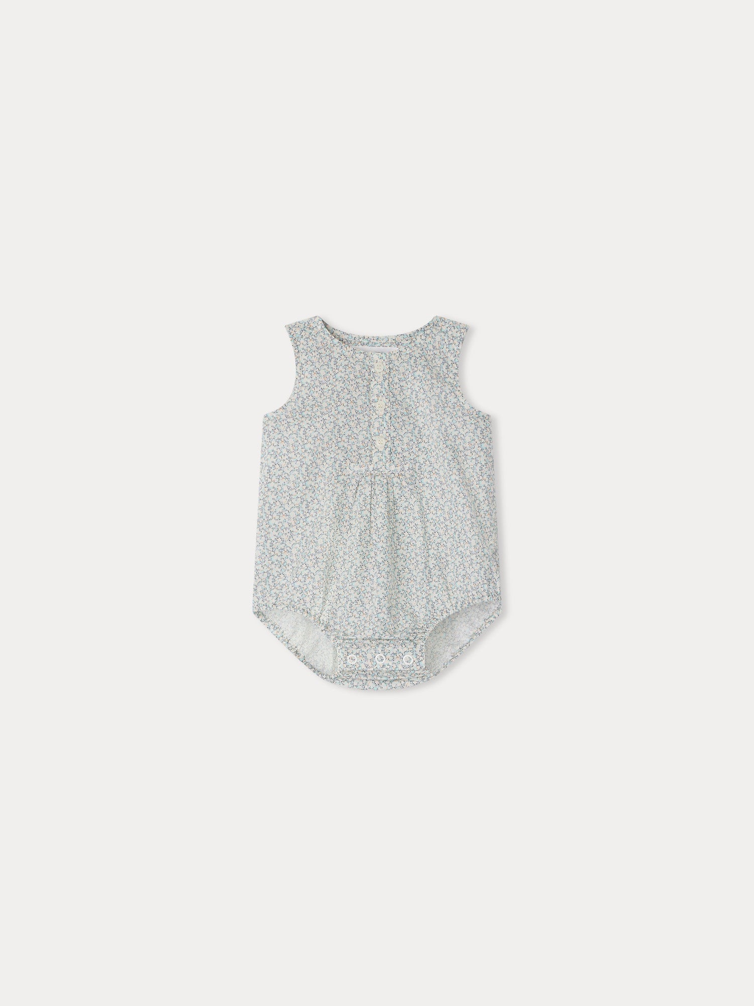 Baby Girls Blue Floral Cotton Babysuit