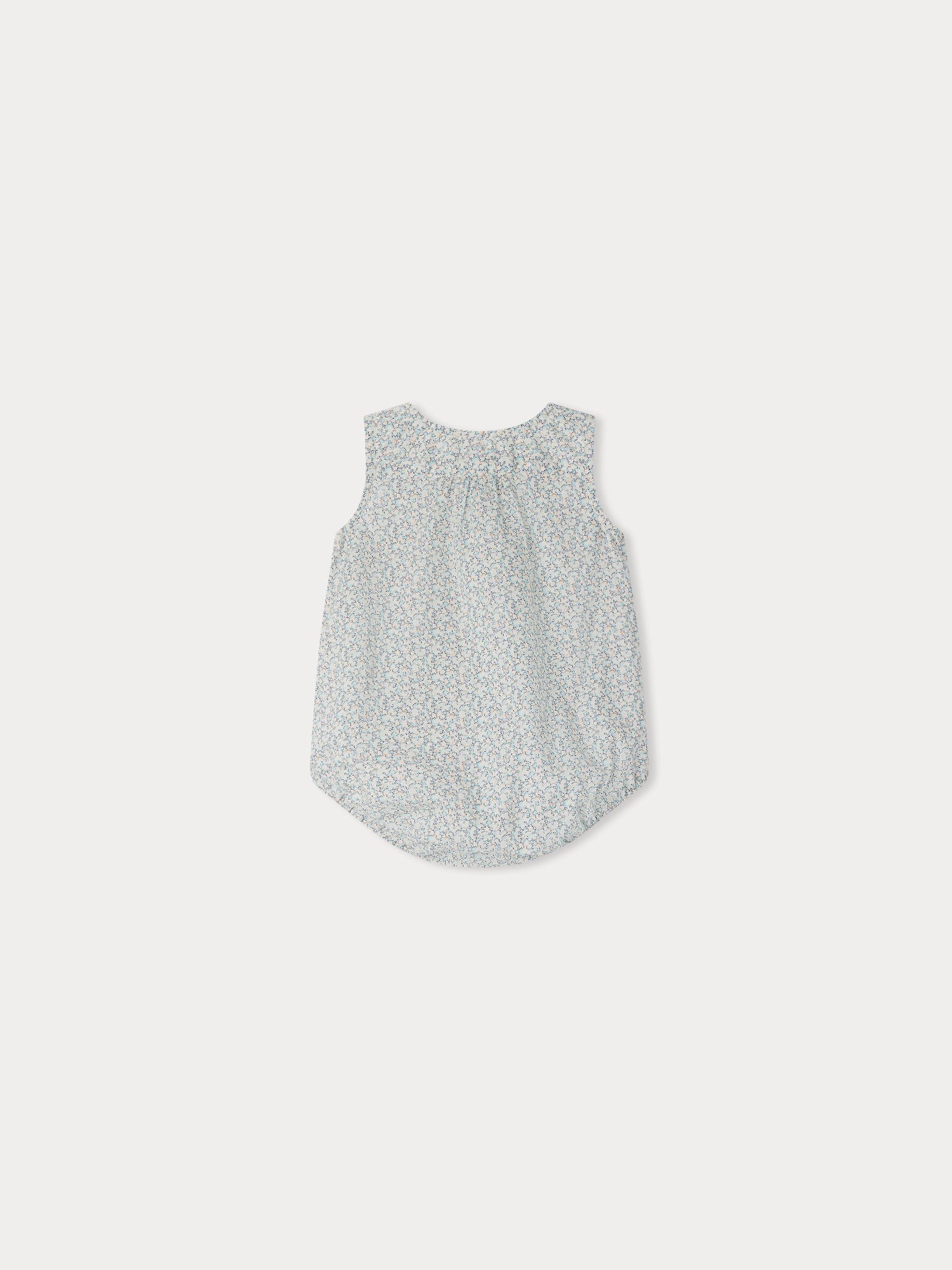 Baby Girls Blue Floral Cotton Babysuit