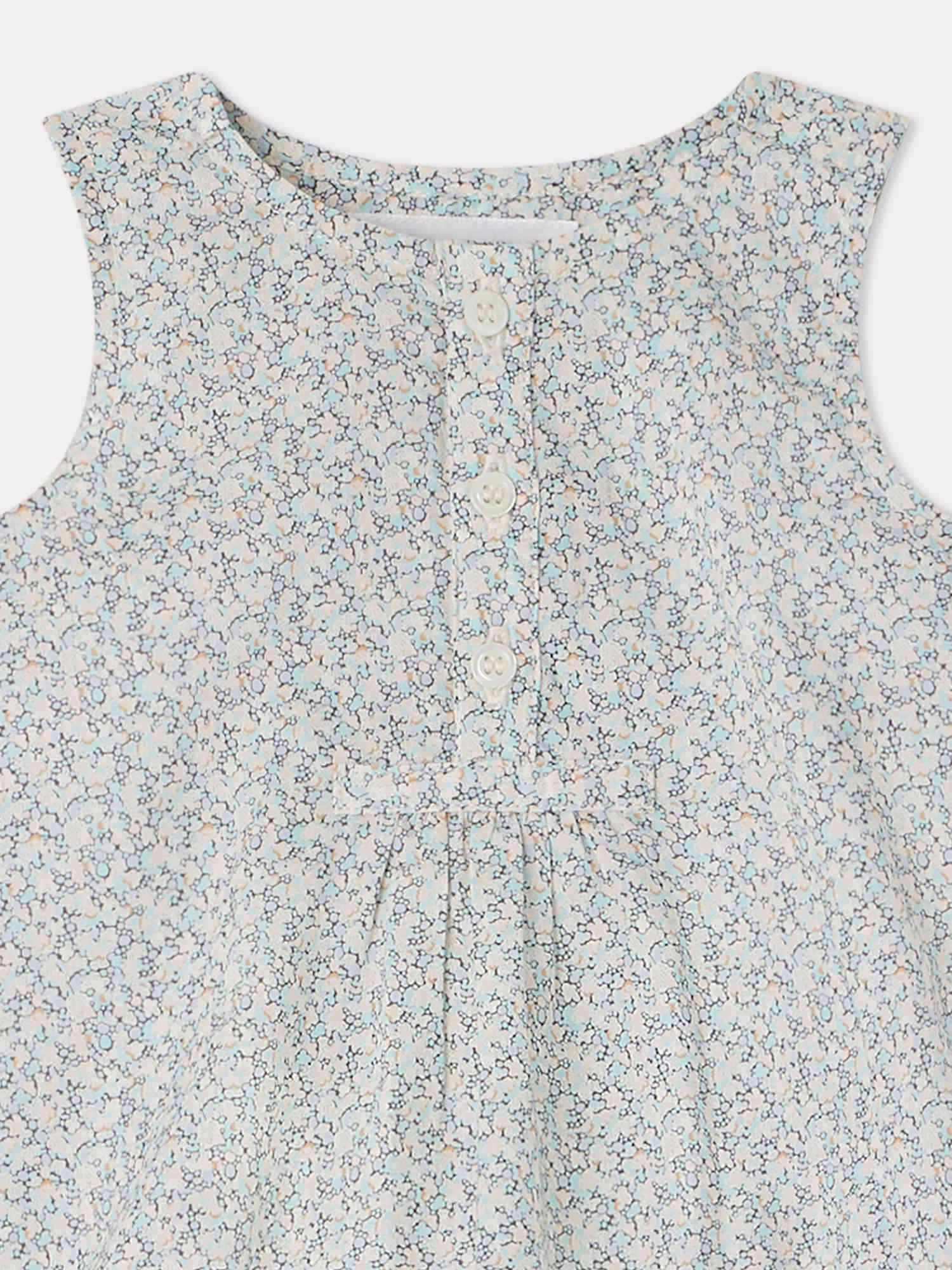 Baby Girls Blue Floral Cotton Babysuit