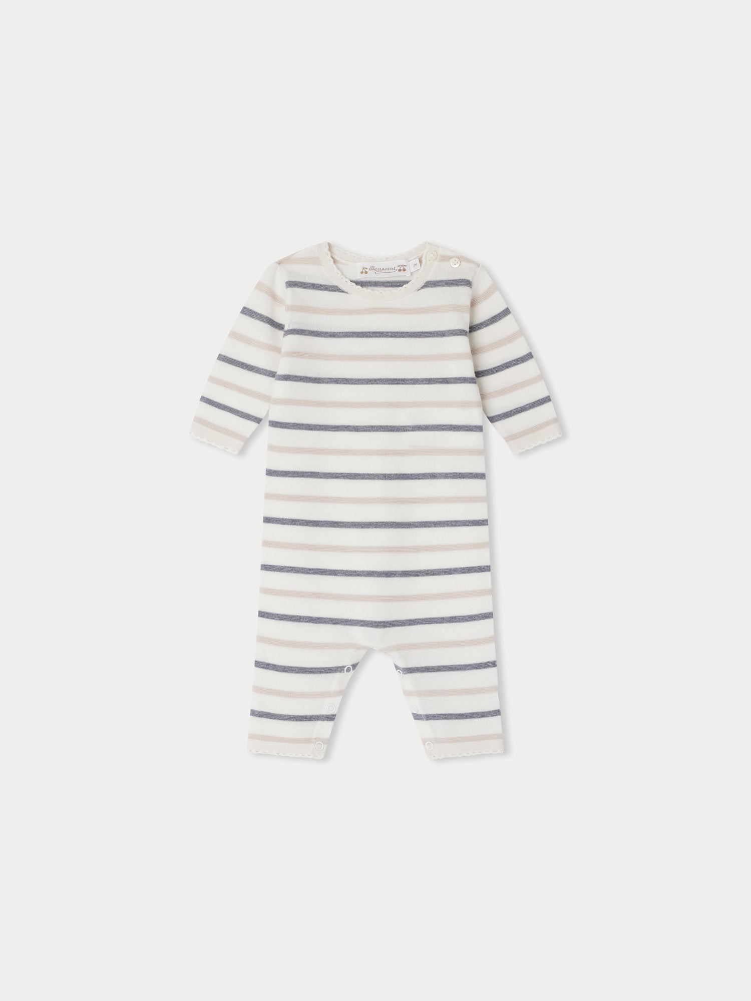 Baby Boys White Stripes Cotton Babysuit