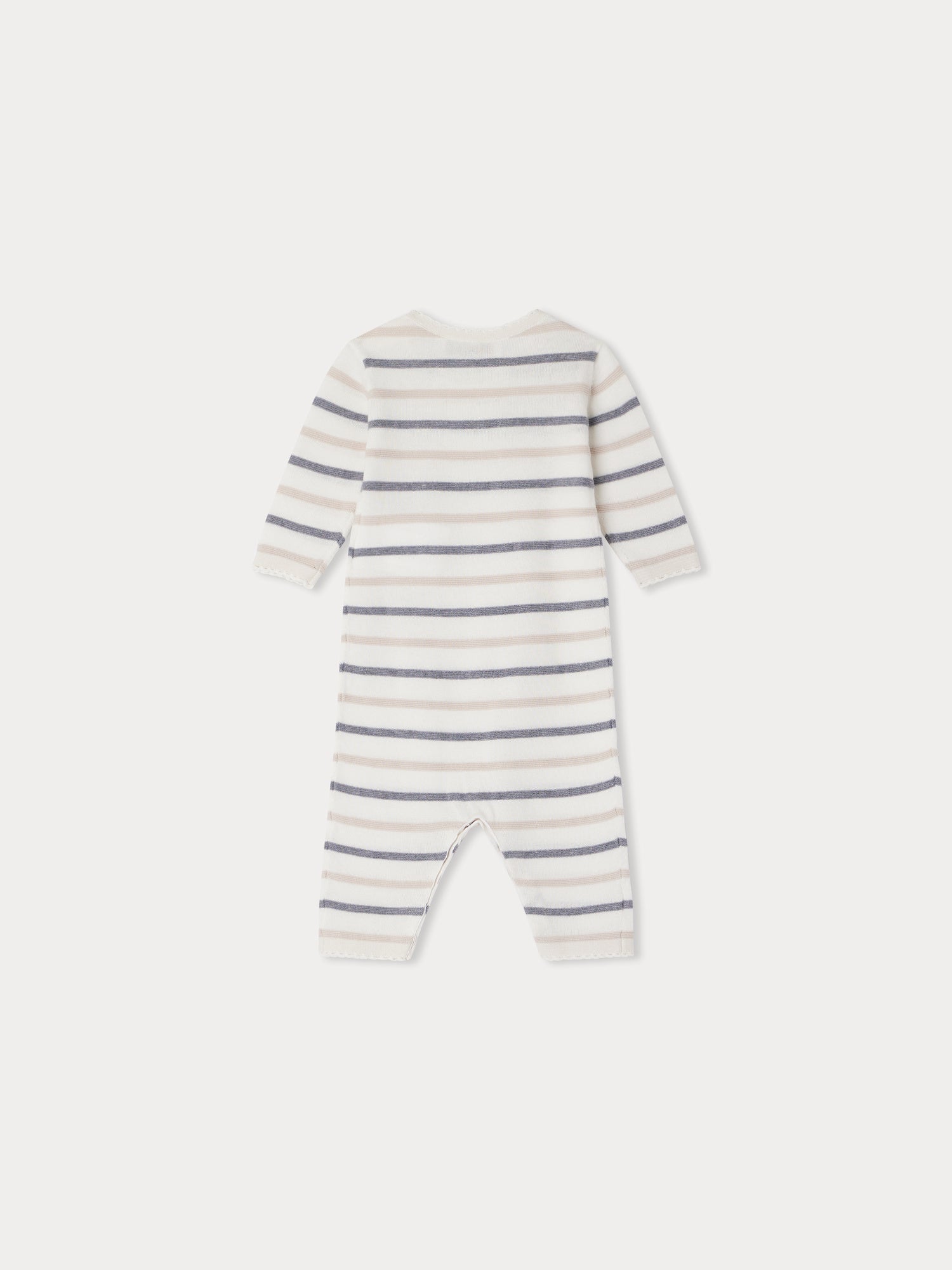 Baby Boys White Stripes Cotton Babysuit