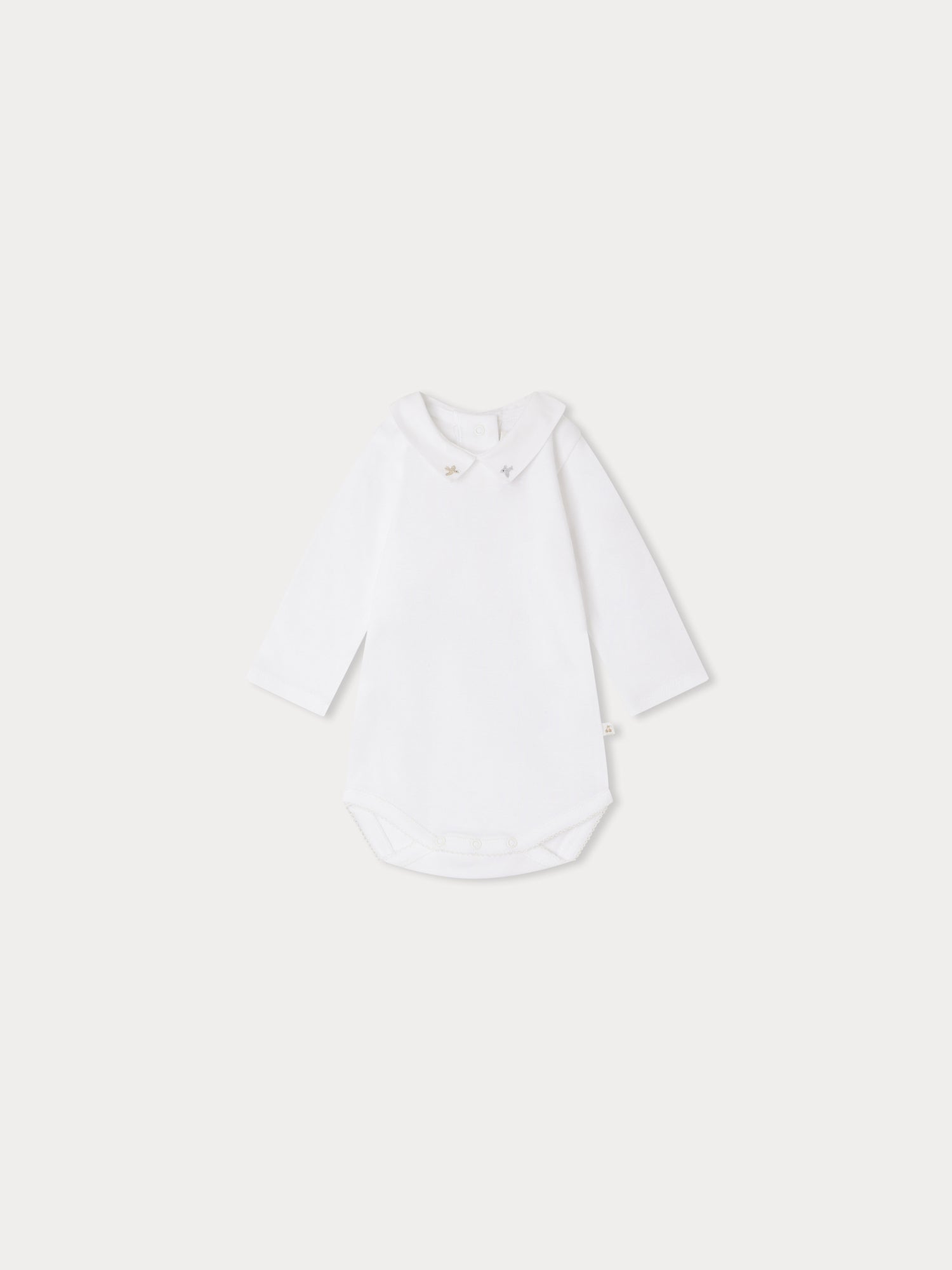 Baby Boys & Girls White Cotton Babysuit