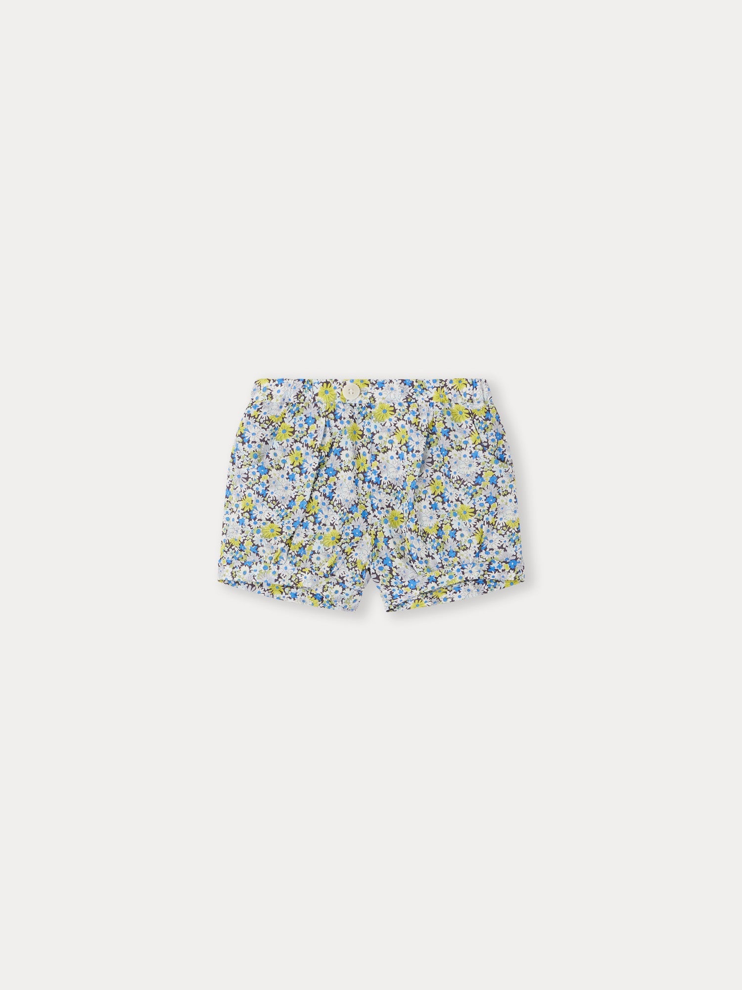 Baby Girls Blue Floral Cotton Shorts