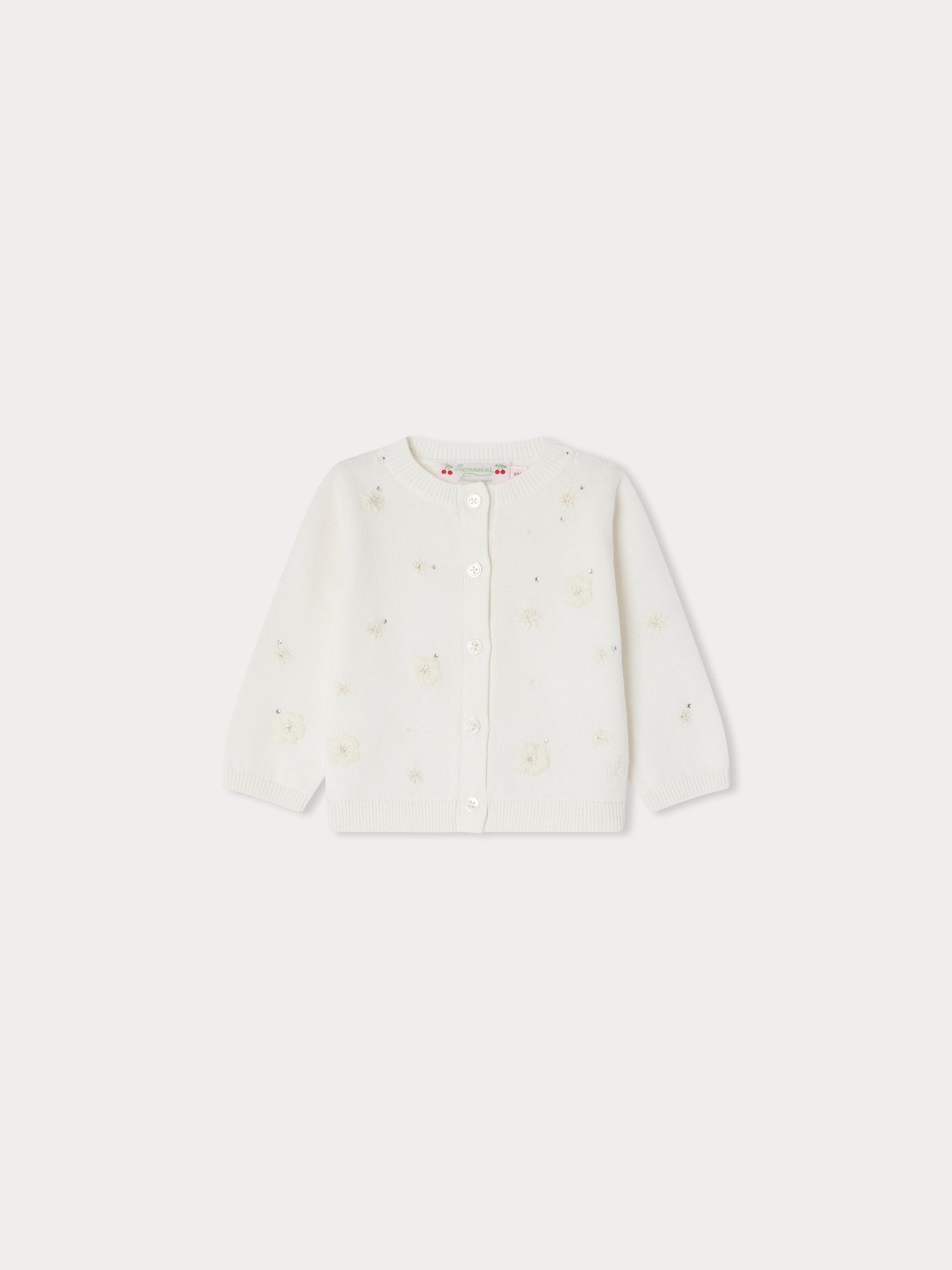 Baby Girls White Embroidered Cotton Cardigan