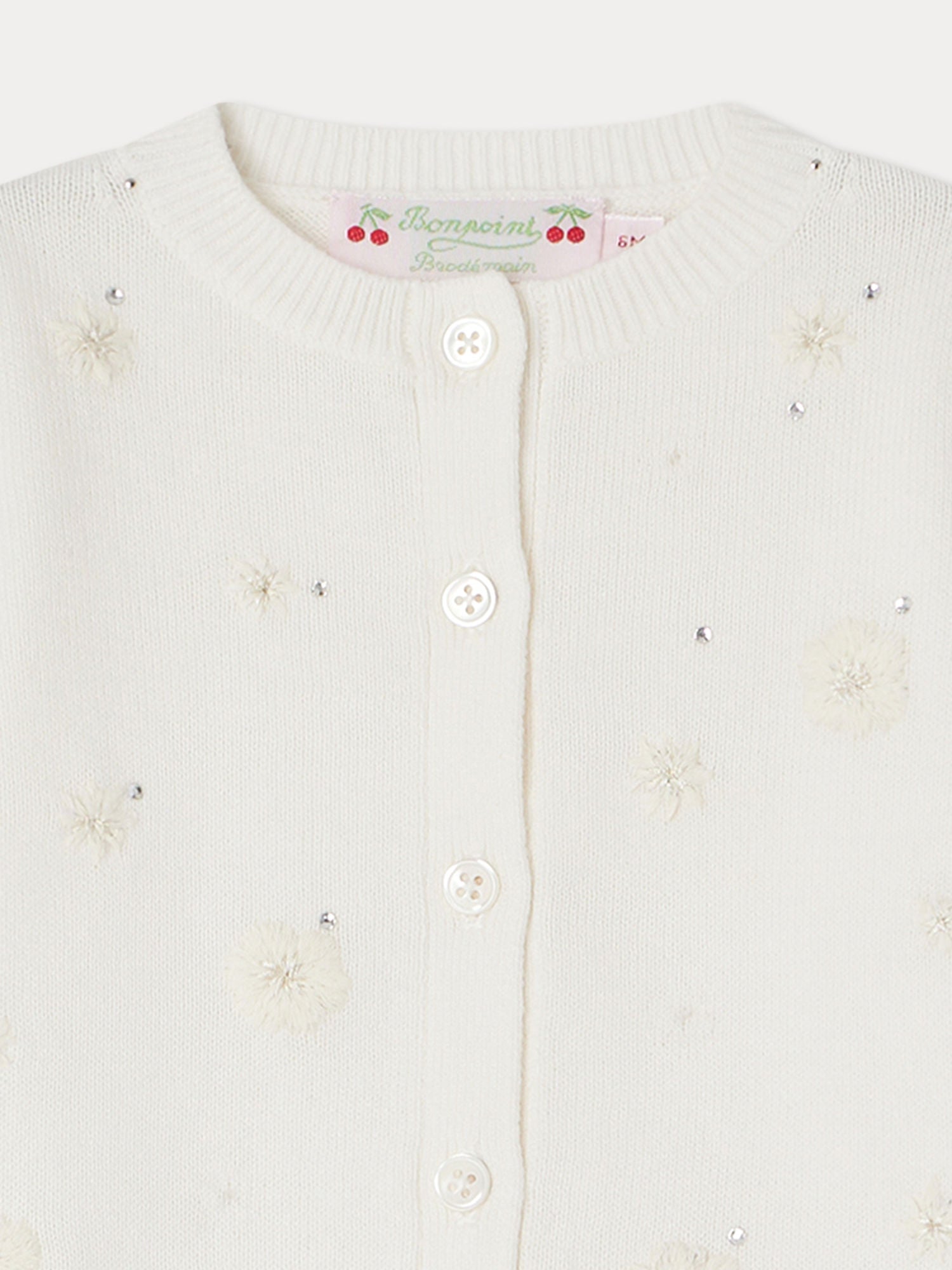 Baby Girls White Embroidered Cotton Cardigan