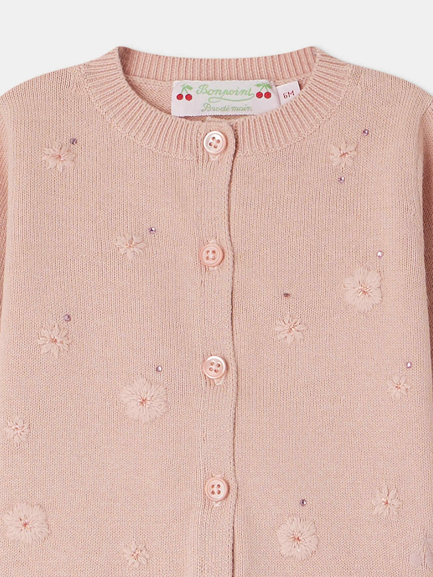 Baby Girls Pink Cotton Cardigan