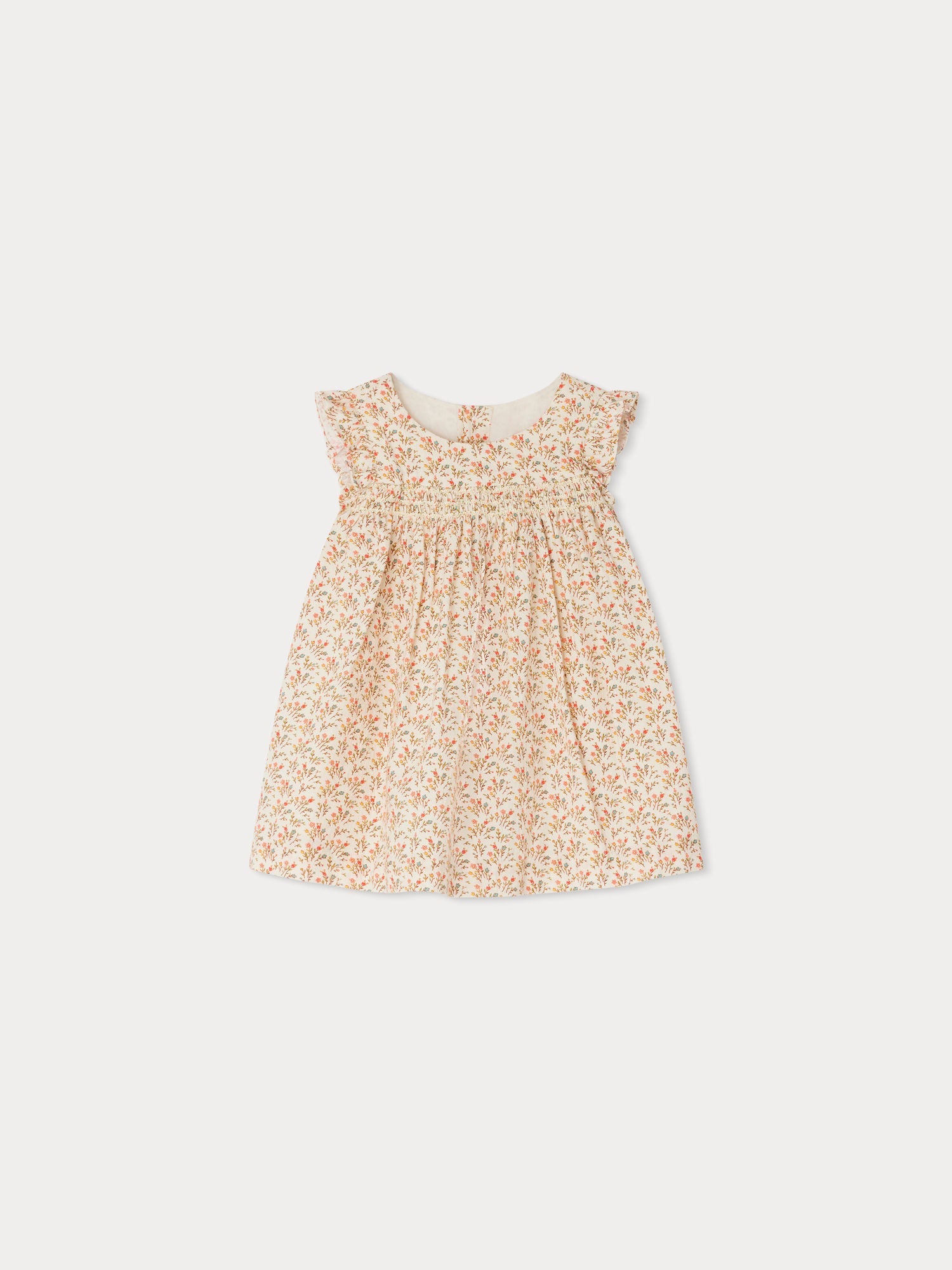 Baby Girls Beige Floral Cotton Dress