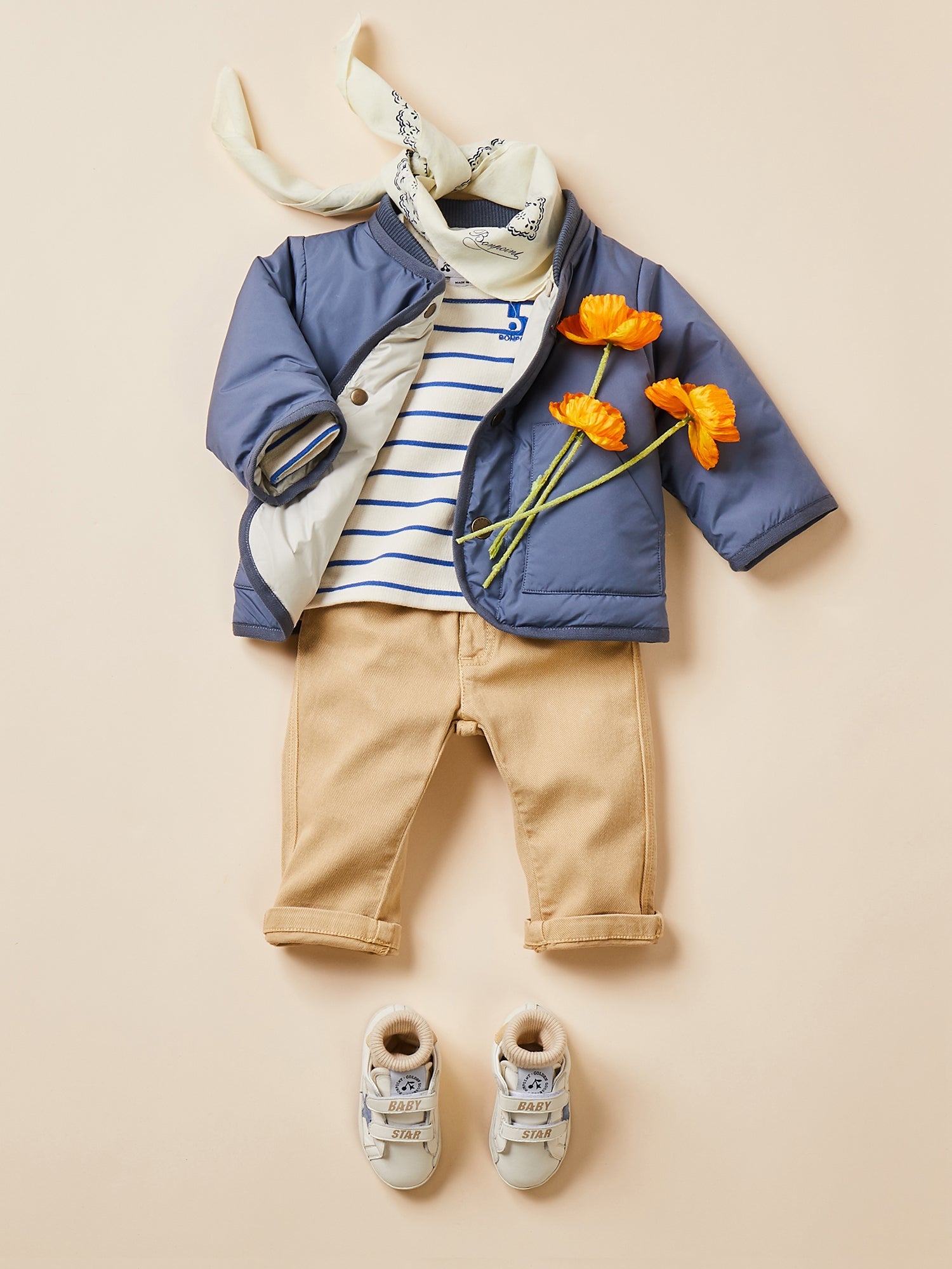 Baby Boys & Girls Sand Cotton Trousers