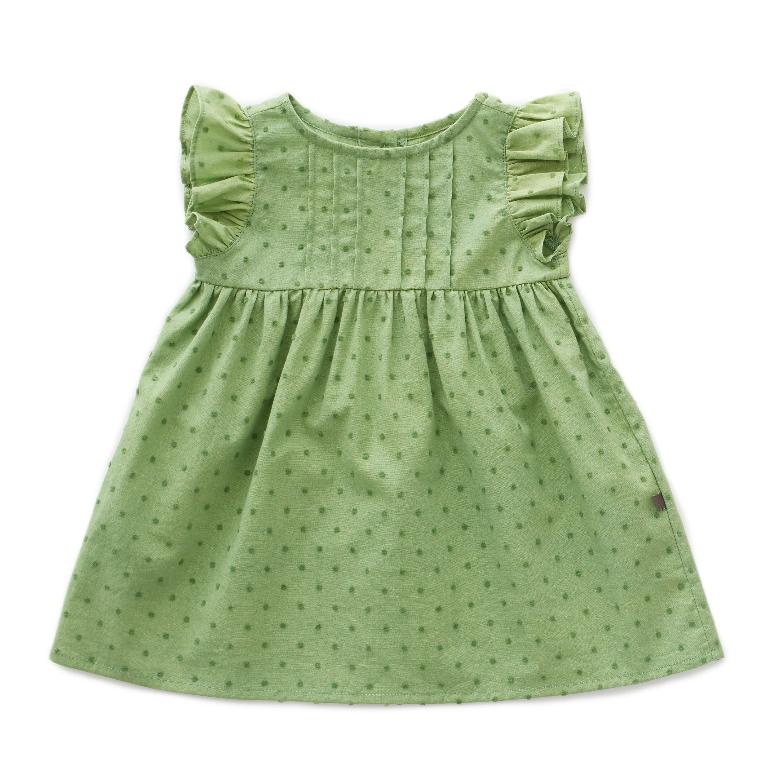Girls Green Dots Cotton Dress
