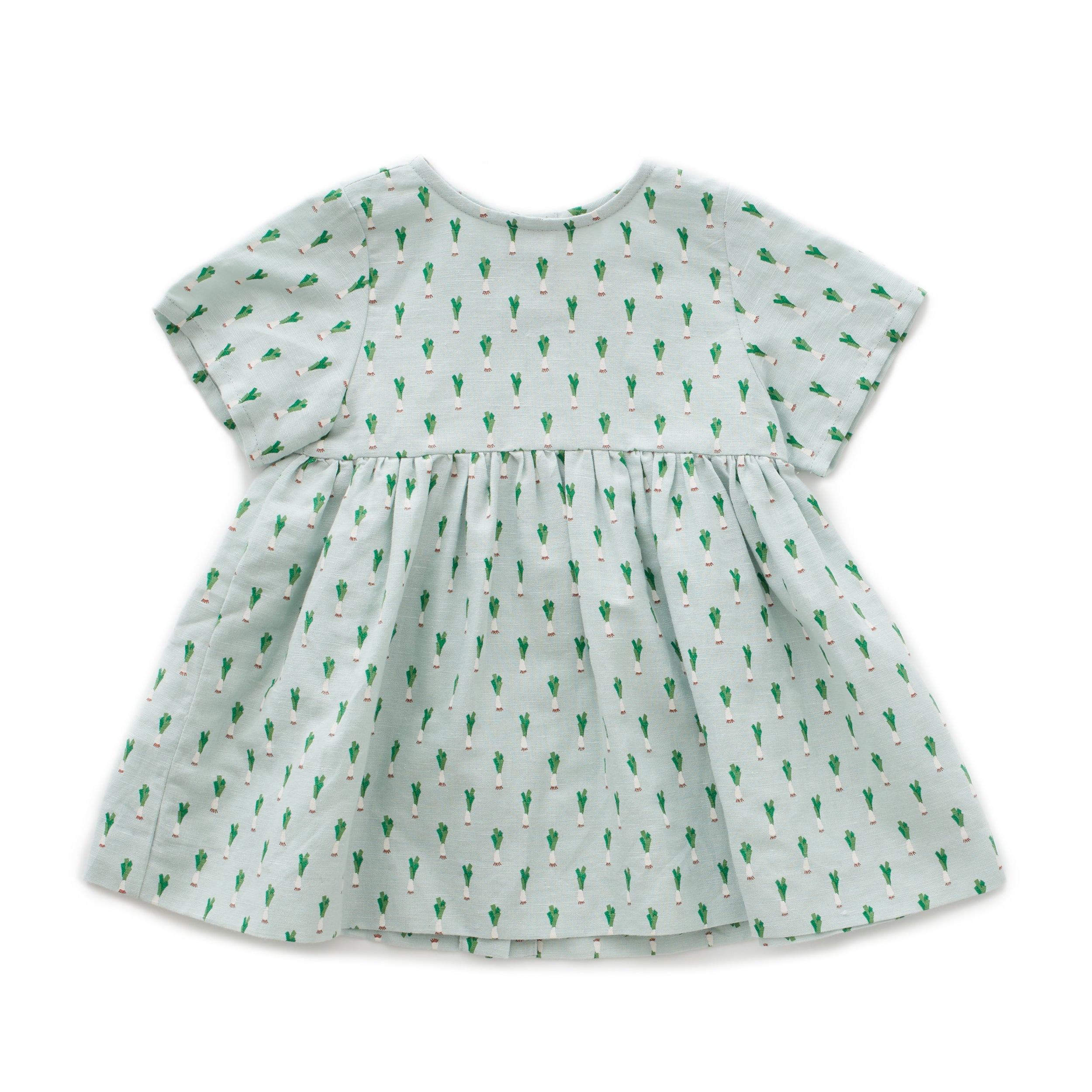 Girls Mint Green Leek Print Dress