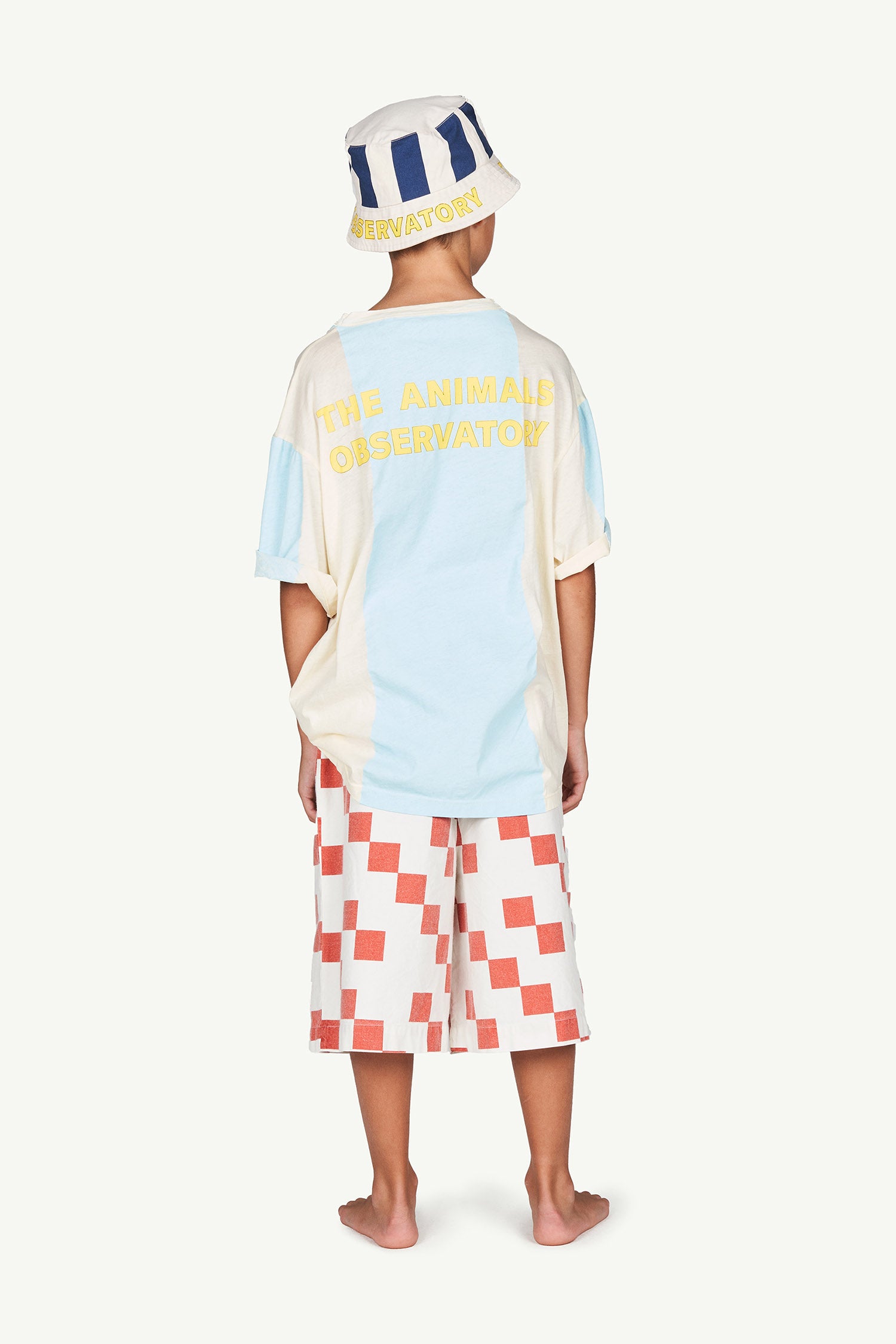 Girls White & Blue Stripe Cotton T-Shirt
